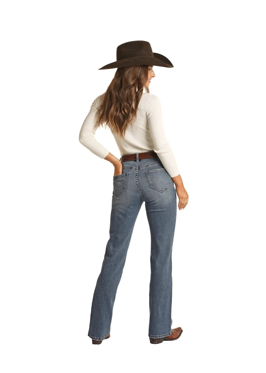 Rock & Roll Cowgirl Women's High Rise Bootcut Jeans RRWD4HRZQ2 - Image 2