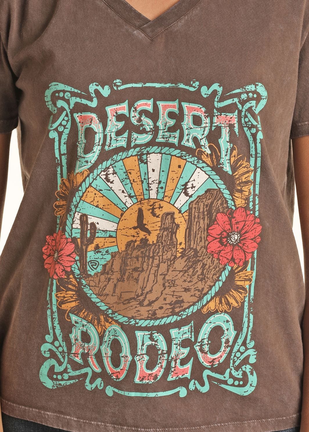 Rock & Roll Cowgirl Women's Brown Short Sleeve Graphic Tee BW21T02069 - Image 2