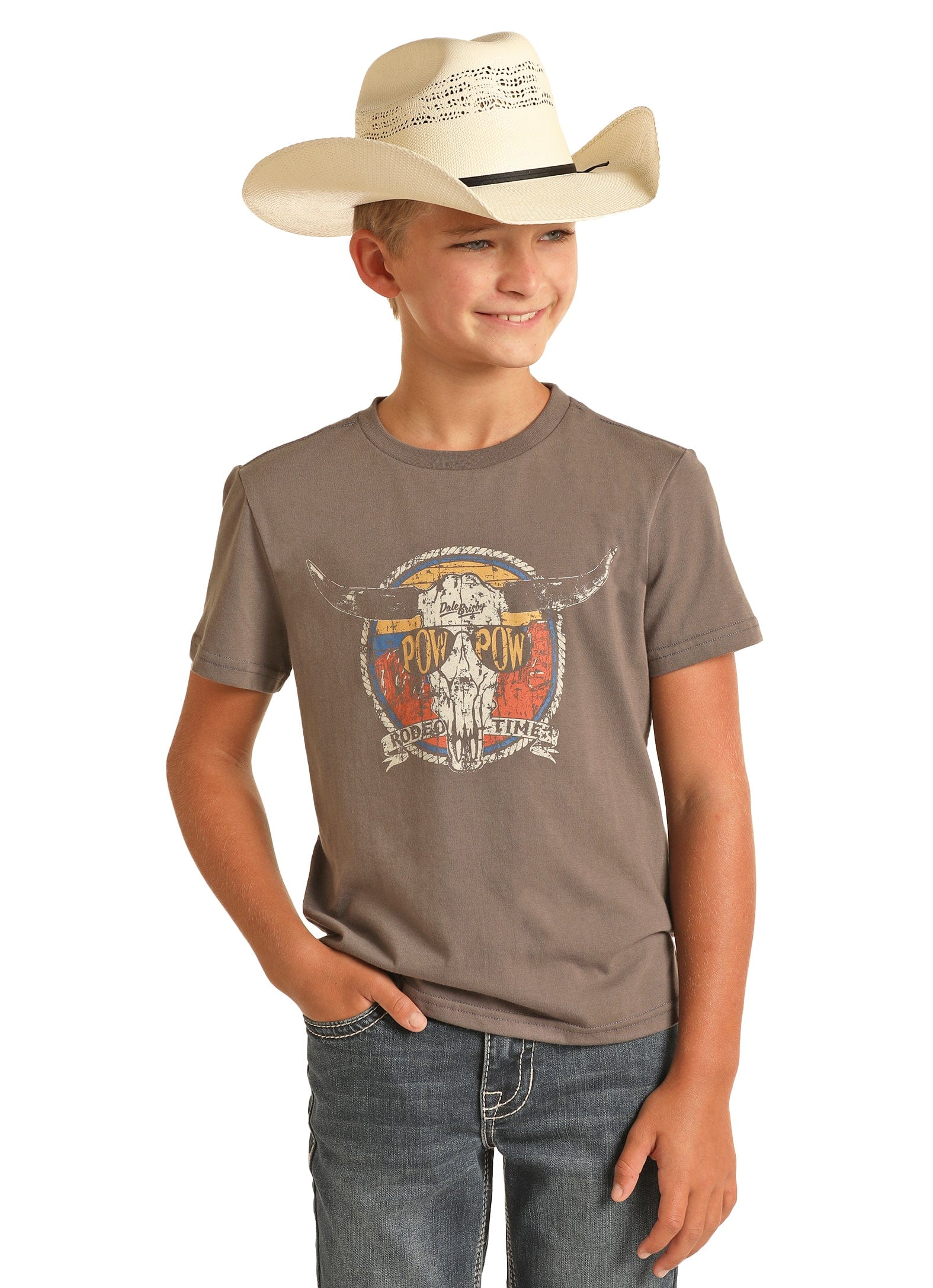 Rock & Roll Denim Boys Dale Brisby Charcoal Grey Short Sleeve T-Shirt RRBT21R1BU