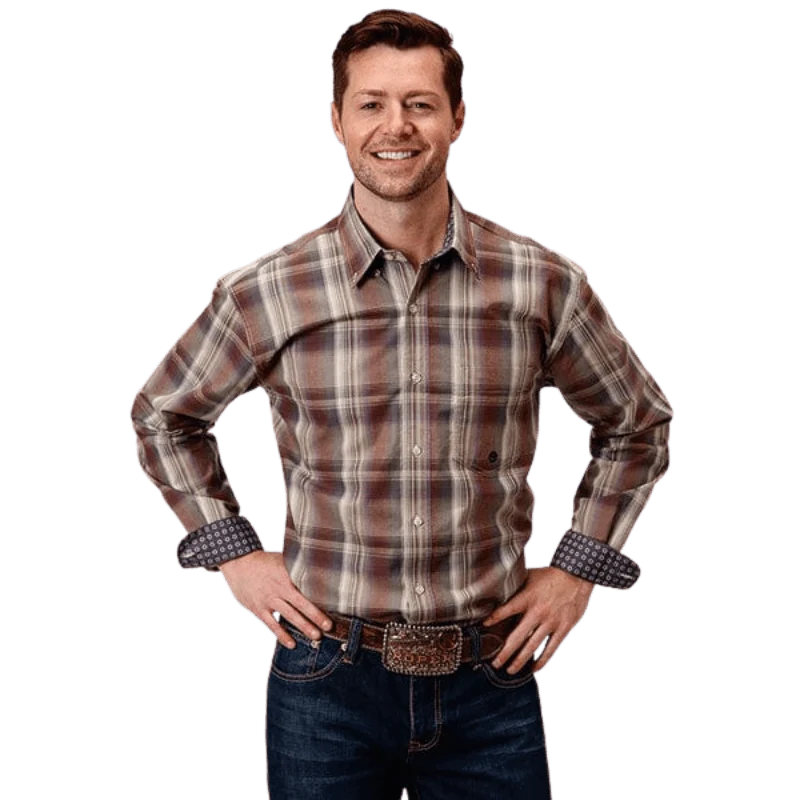 Roper Men's Amarillo Spiced Plum Cider Plaid Long Sleeve Button Up Shirt 03-001-0379-7027 MU