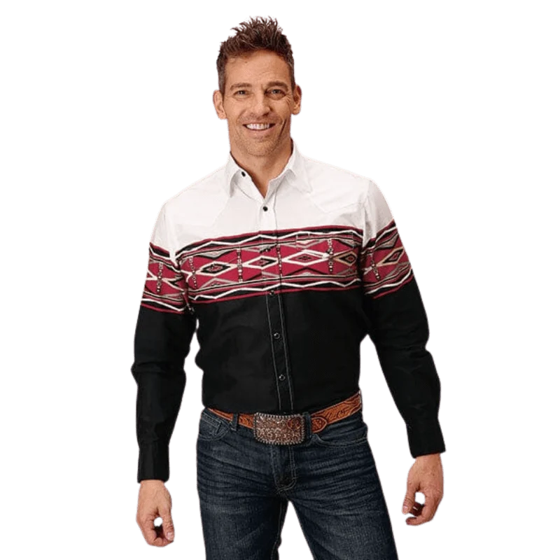 Roper Men's Vintage Tribal Border Long Sleeve Button Up Shirt 03-001-0431-0409 BL
