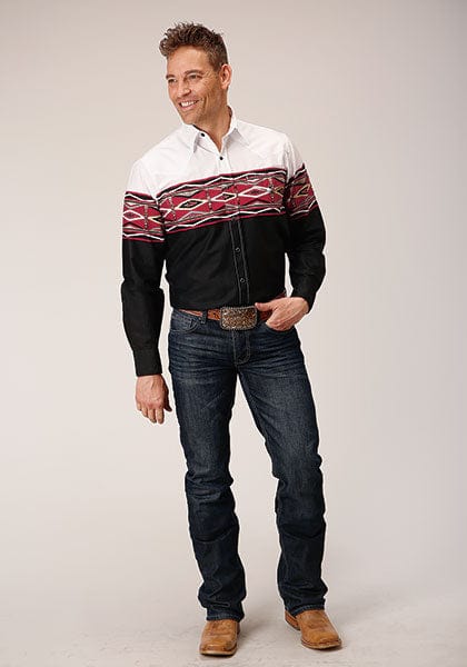 Roper Men's Vintage Tribal Border Long Sleeve Button Up Shirt 03-001-0431-0409 BL - Image 3