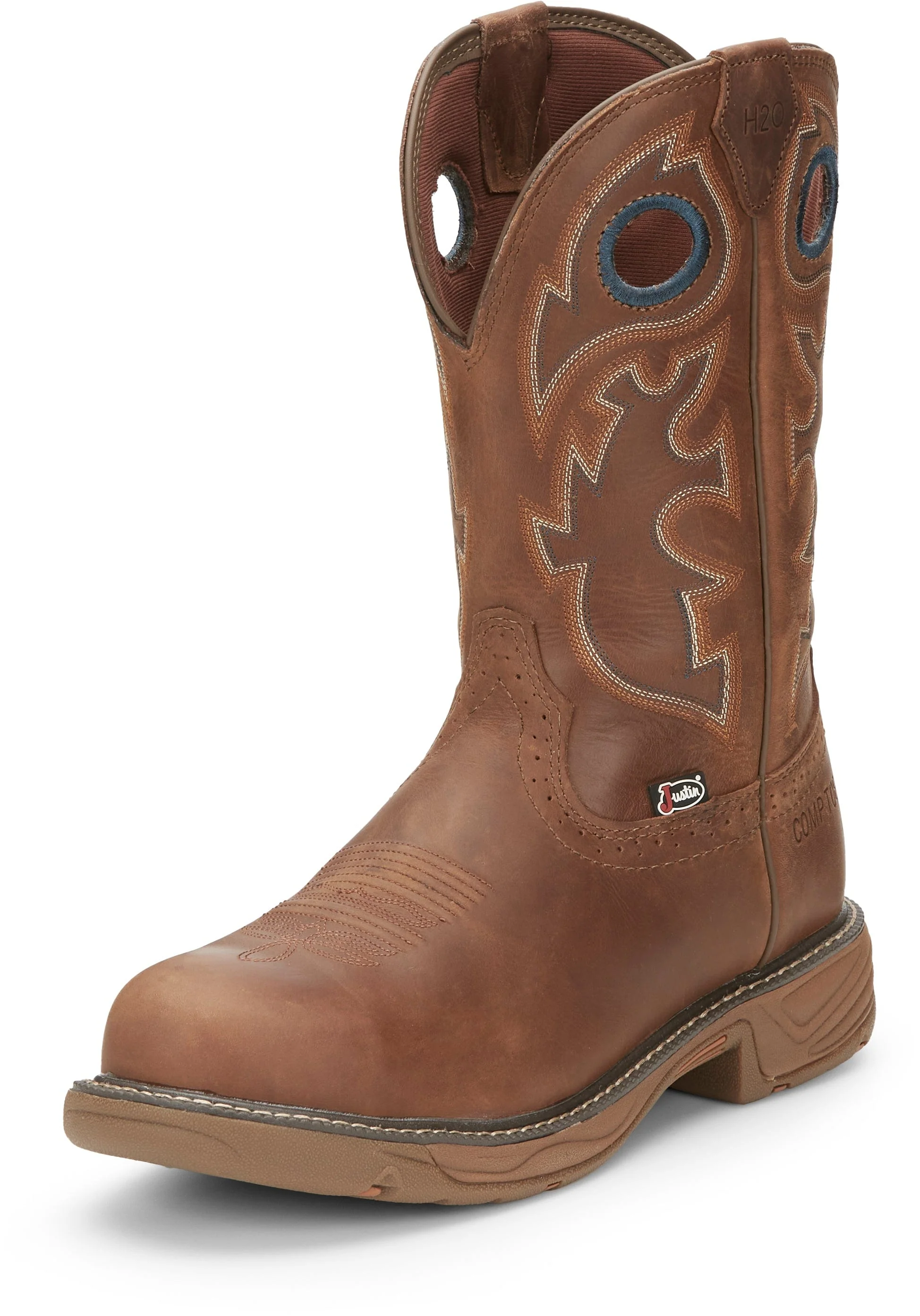 Justin Men's Stampede Rush Barley Brown Waterproof Nano Composite Toe Work Boots SE4334 - Image 2