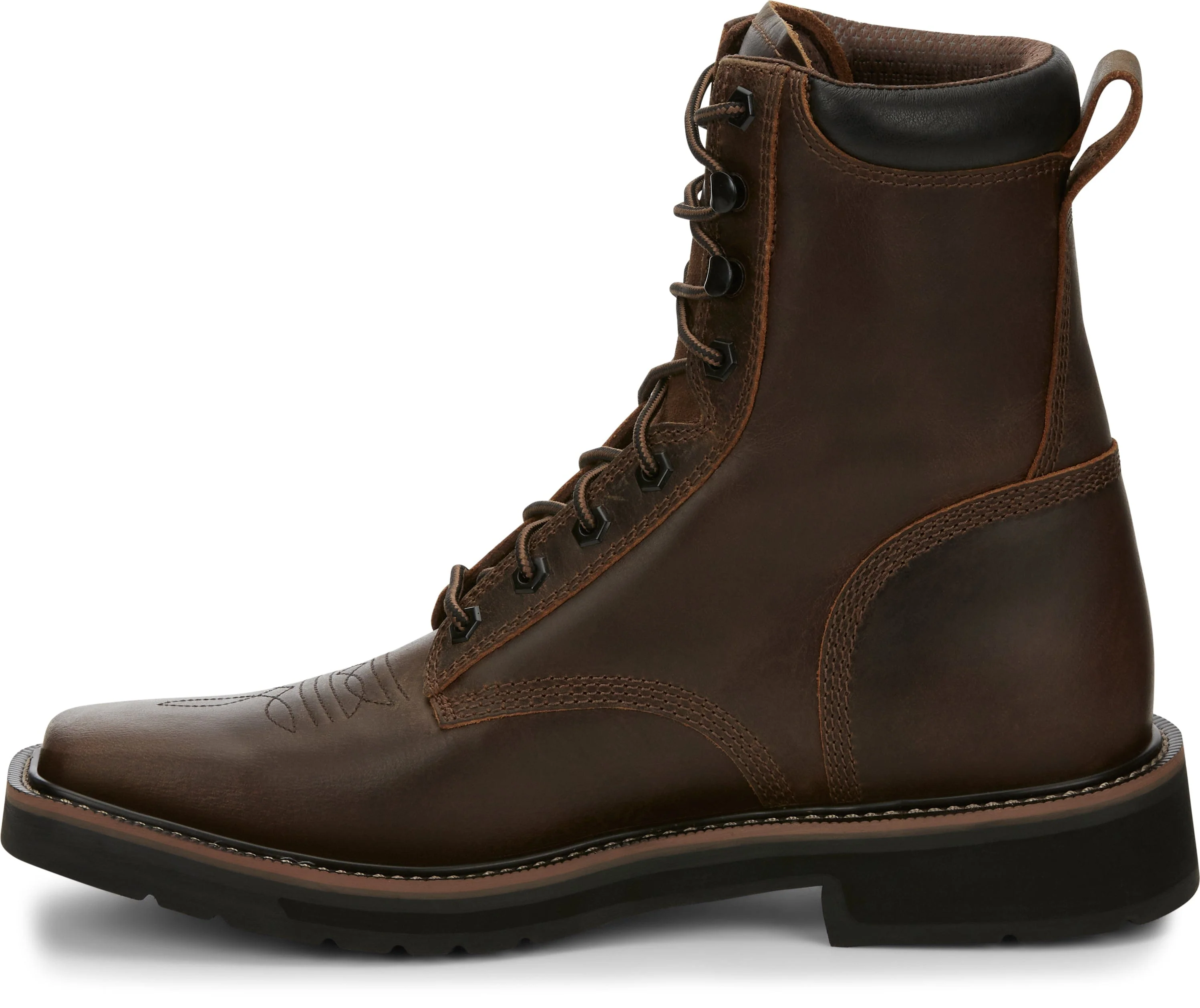 Justin Men's Pulley Aged Brown Lace-Up Work Boot SE681 - Image 4