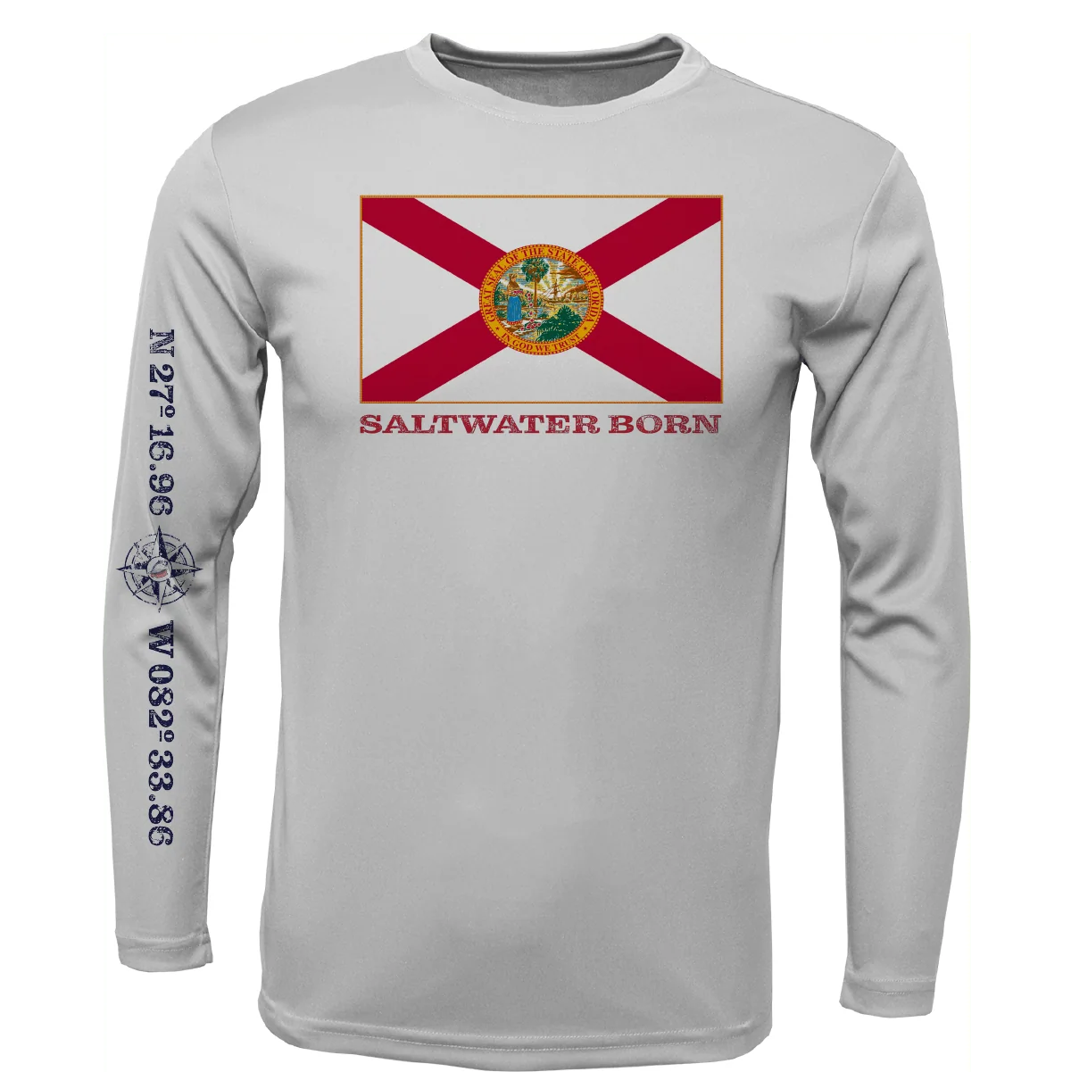 Siesta Key, FL Florida Flag Long Sleeve UPF 50+ Dry-Fit Shirt - Image 3