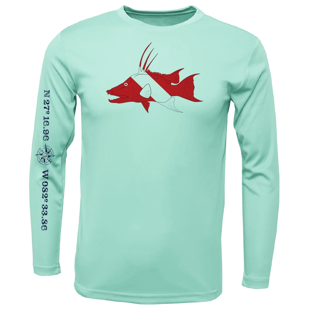 Siesta Key, FL Hogfish Diver Long Sleeve UPF 50+ Dry-Fit Shirt - Image 9