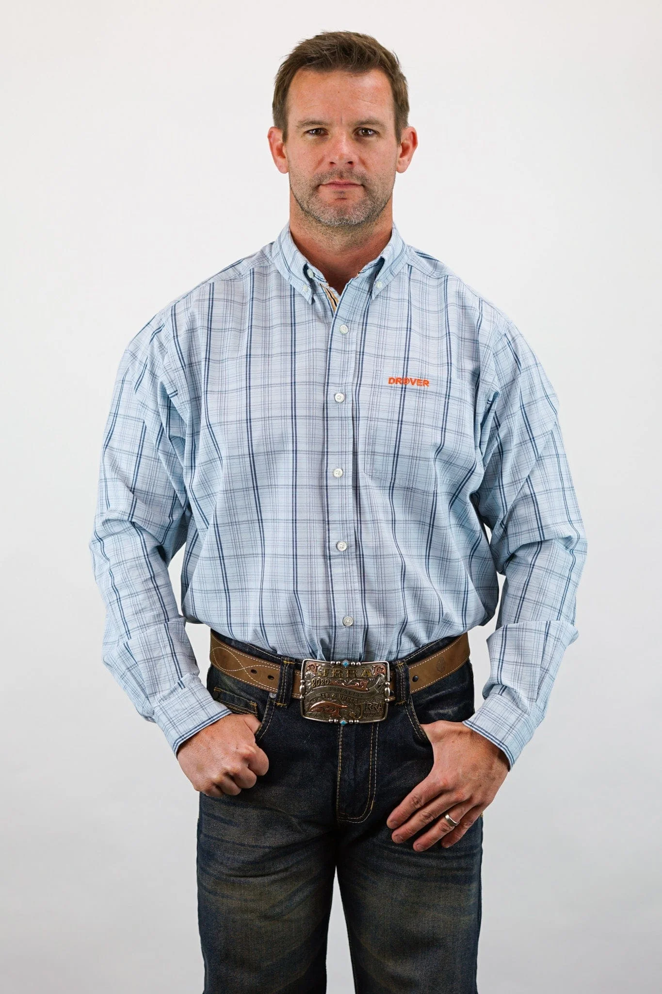 Signature Series - Banjo - Blue with Blue, Plaid, Option Cuff, Classic Fit Shirt - Image 3