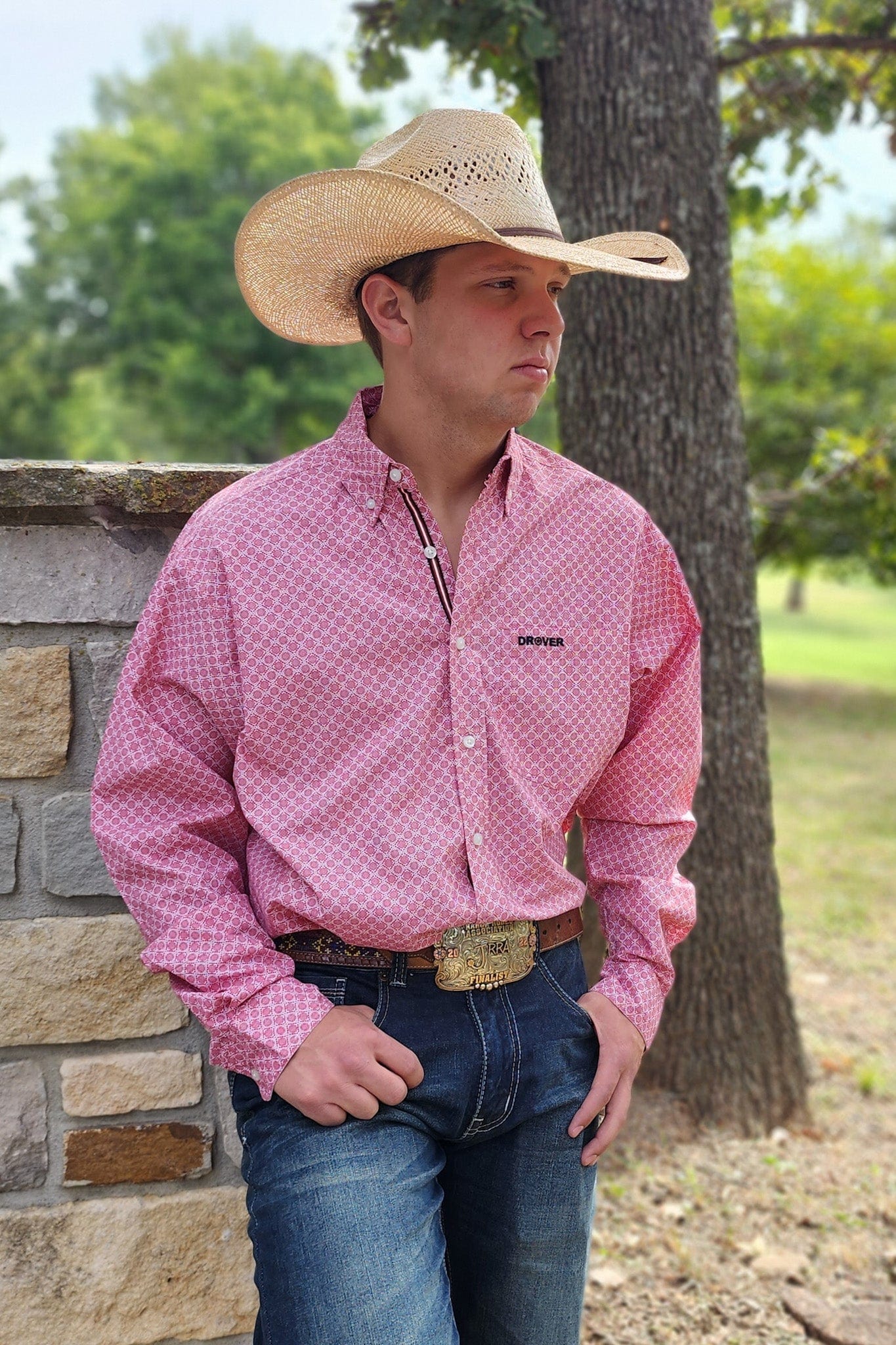 Signature Series - Open Range - Print, Option Cuff, Classic Fit Shirt (Red Diamonds)
