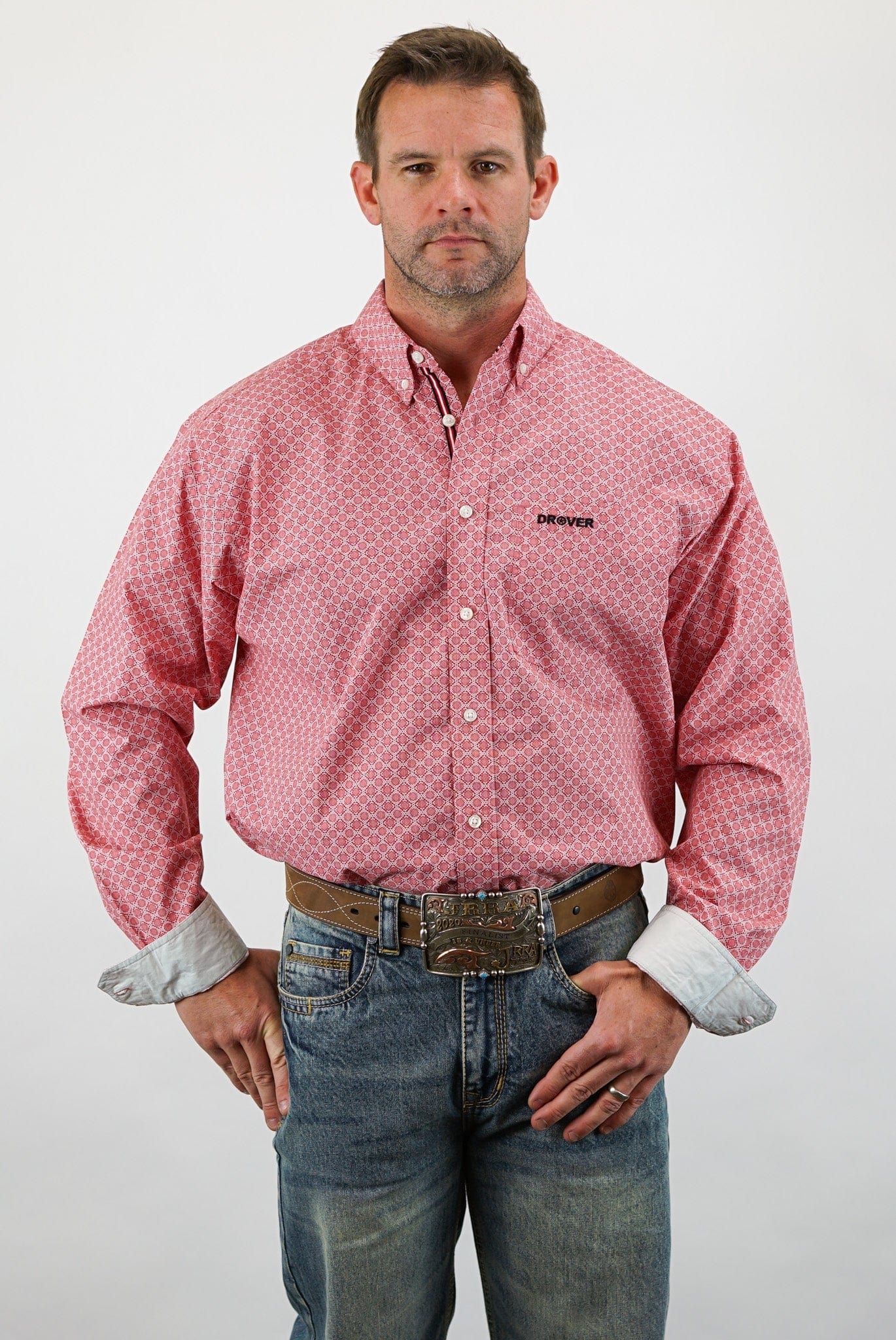 Signature Series - Open Range - Print, Option Cuff, Classic Fit Shirt (Red Diamonds) - Image 3
