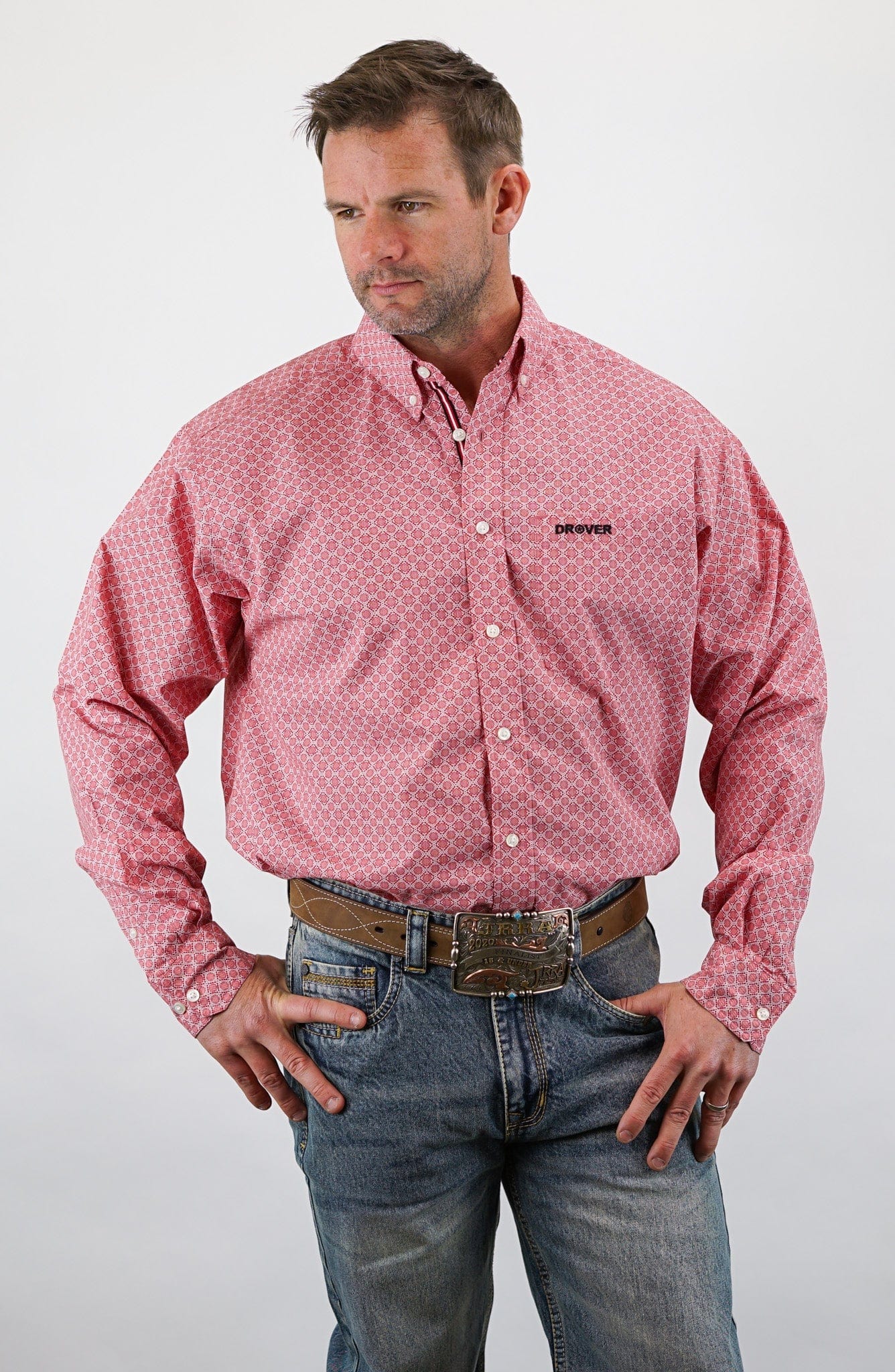 Signature Series - Open Range - Print, Option Cuff, Classic Fit Shirt (Red Diamonds) - Image 4