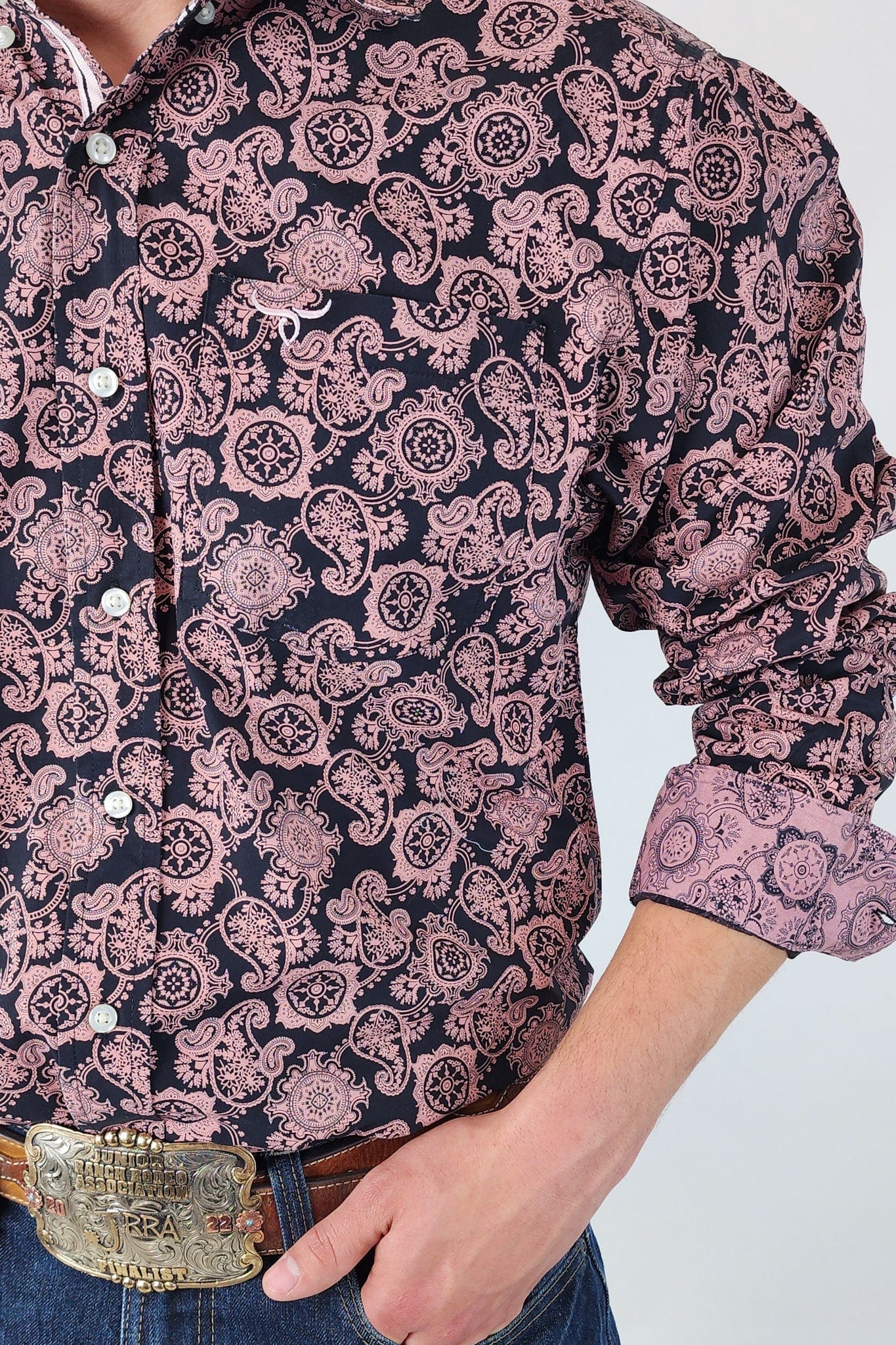 Signature Series - Rattler - Black and Pink Paisley, Option Cuff, Classic Fit Shirt - Image 3