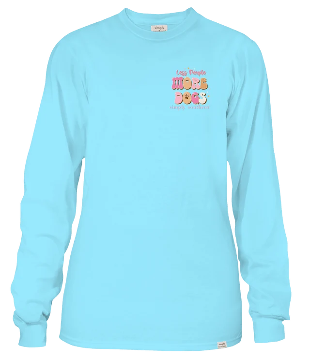 Simply Southern Women's Pool Blue More Dogs Long Sleeve Graphic T-Shirt - Image 3