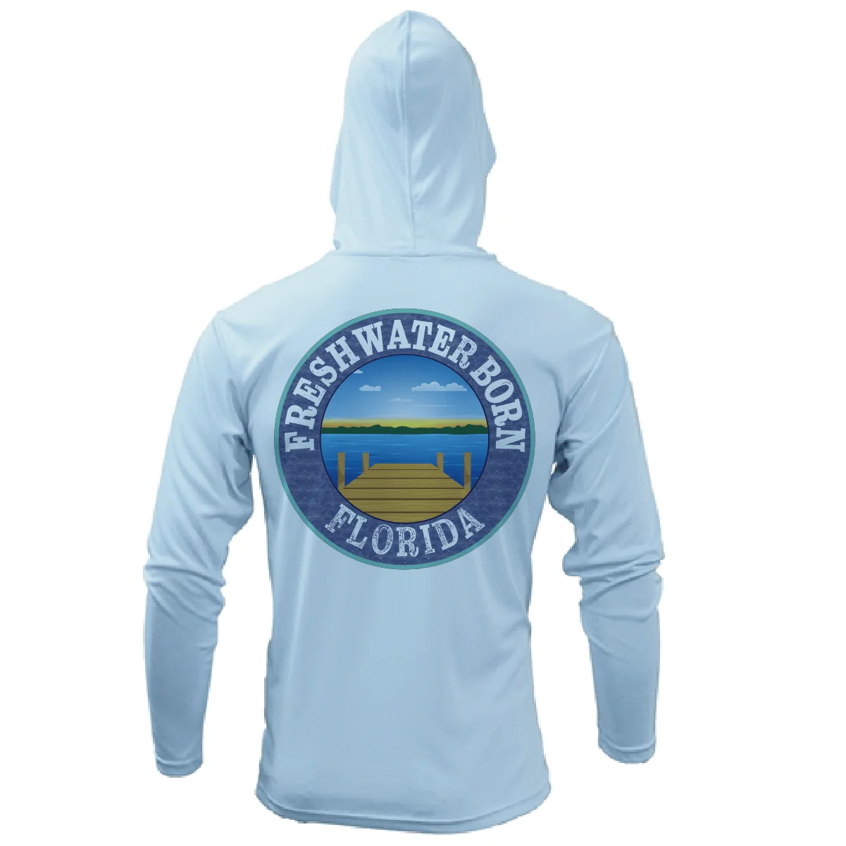 State of Florida USA Freshwater Born Men's Long Sleeve UPF 50+ Dry-Fit Hoodie - Image 2