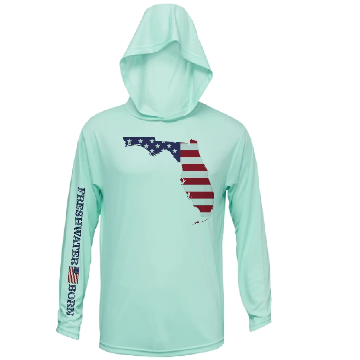 State of Florida USA Freshwater Born Men's Long Sleeve UPF 50+ Dry-Fit Hoodie - Image 3