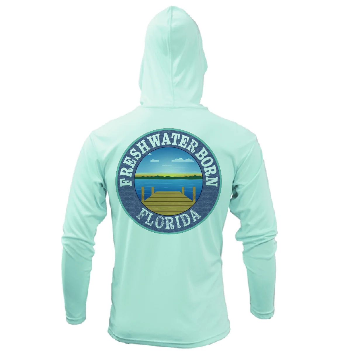 State of Florida USA Freshwater Born Men's Long Sleeve UPF 50+ Dry-Fit Hoodie - Image 4