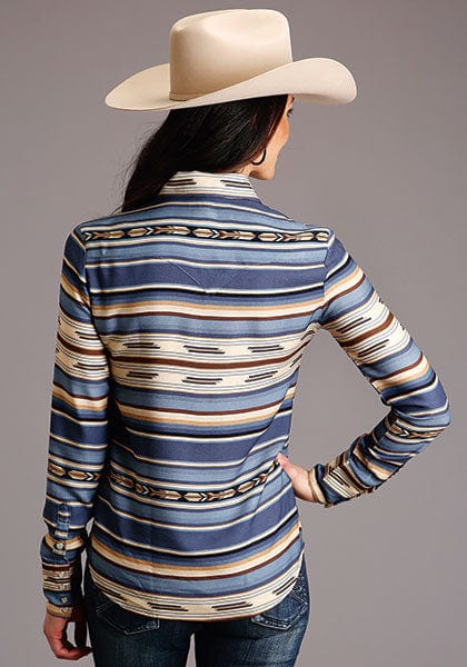 Stetson Women's Indigo Serape Print Long Sleeve Western Snap Shirt 11-050-0590-6040 BU - Image 2