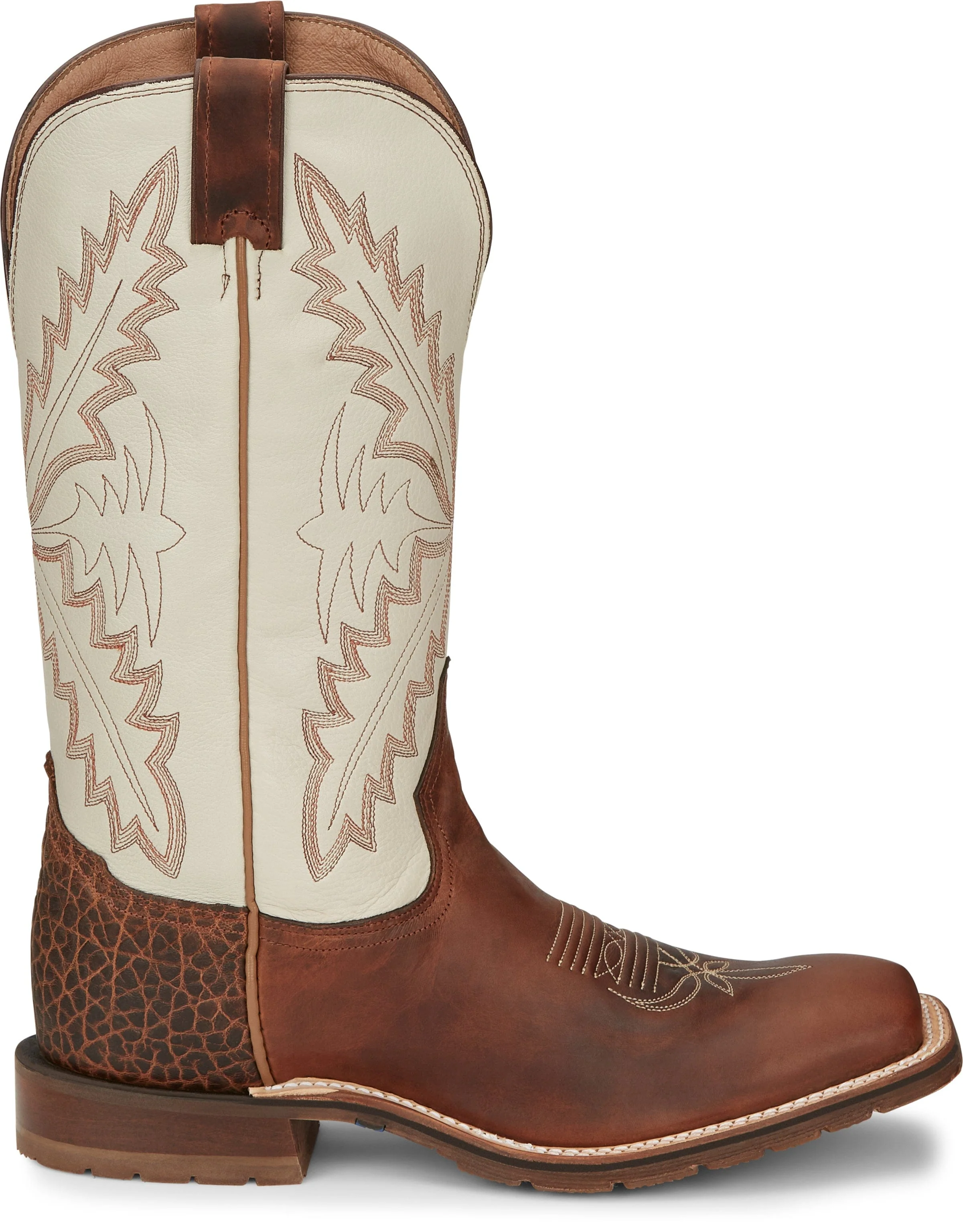 Tony Lama Men's Antonio White and Brown Square Toe Western Boots XT5102 - Image 3