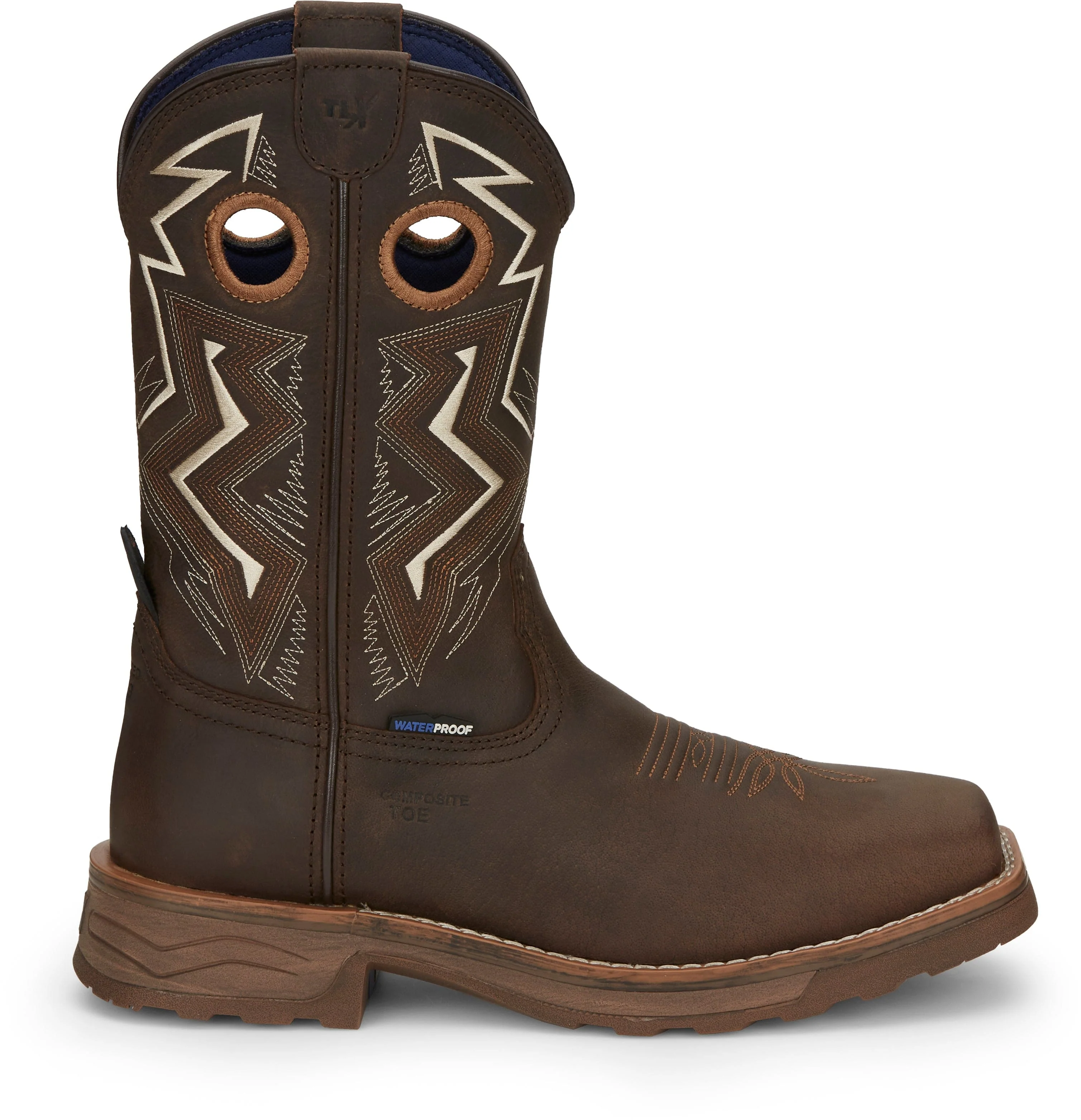 Tony Lama Men's Force Dark Brown 11" Wide Square Composite Toe Waterproof Work Boots TW3403 - Image 4