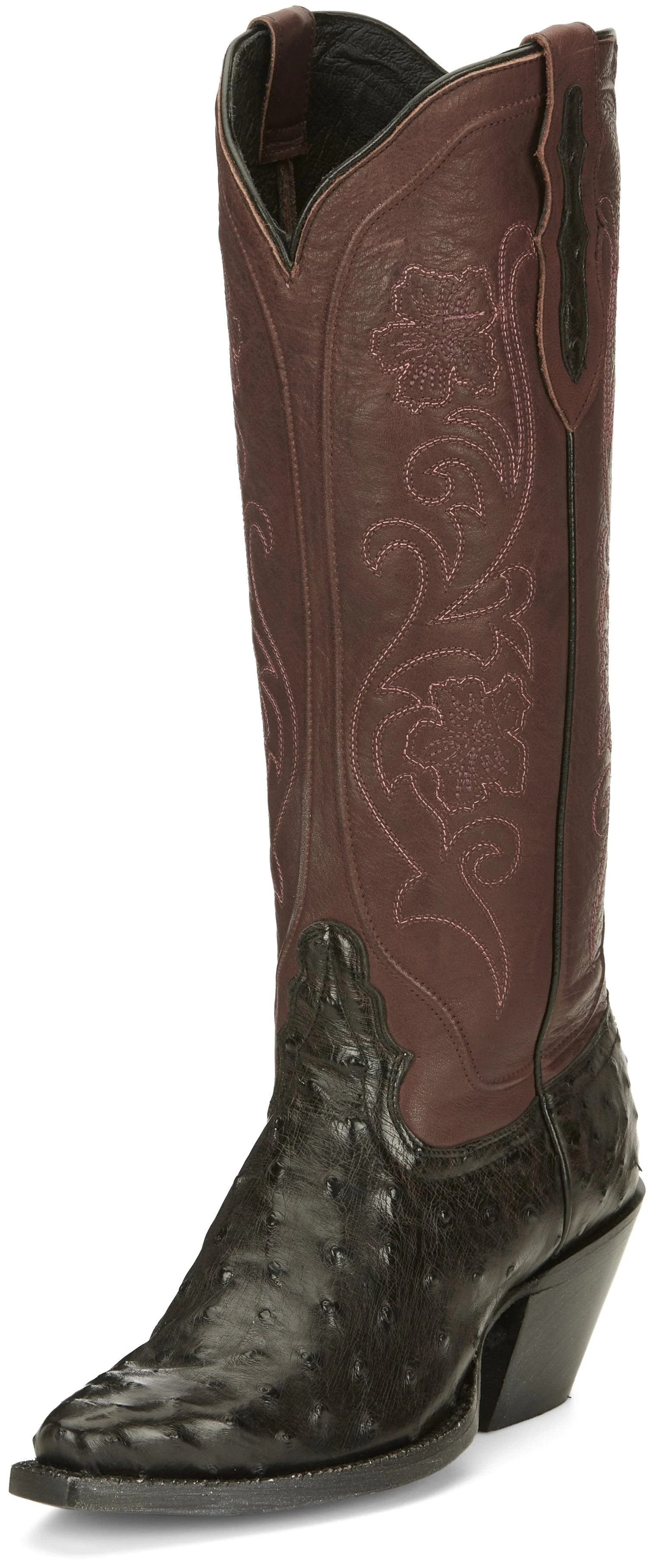 Tony Lama Women's Vaqueras Ines Black Cherry Full Quill Ostrich Western Boots VF3056 - Image 2