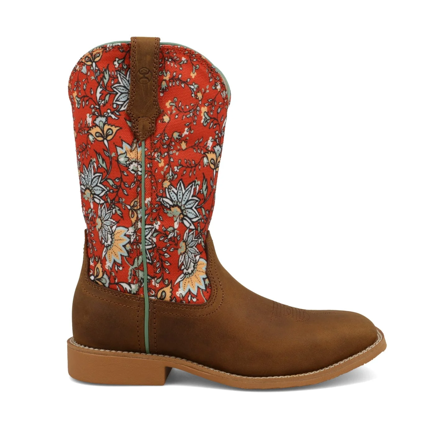 Twisted X Kids Rustic Brown & Red Floral Hooey Western Boot YHY0013 - Image 4