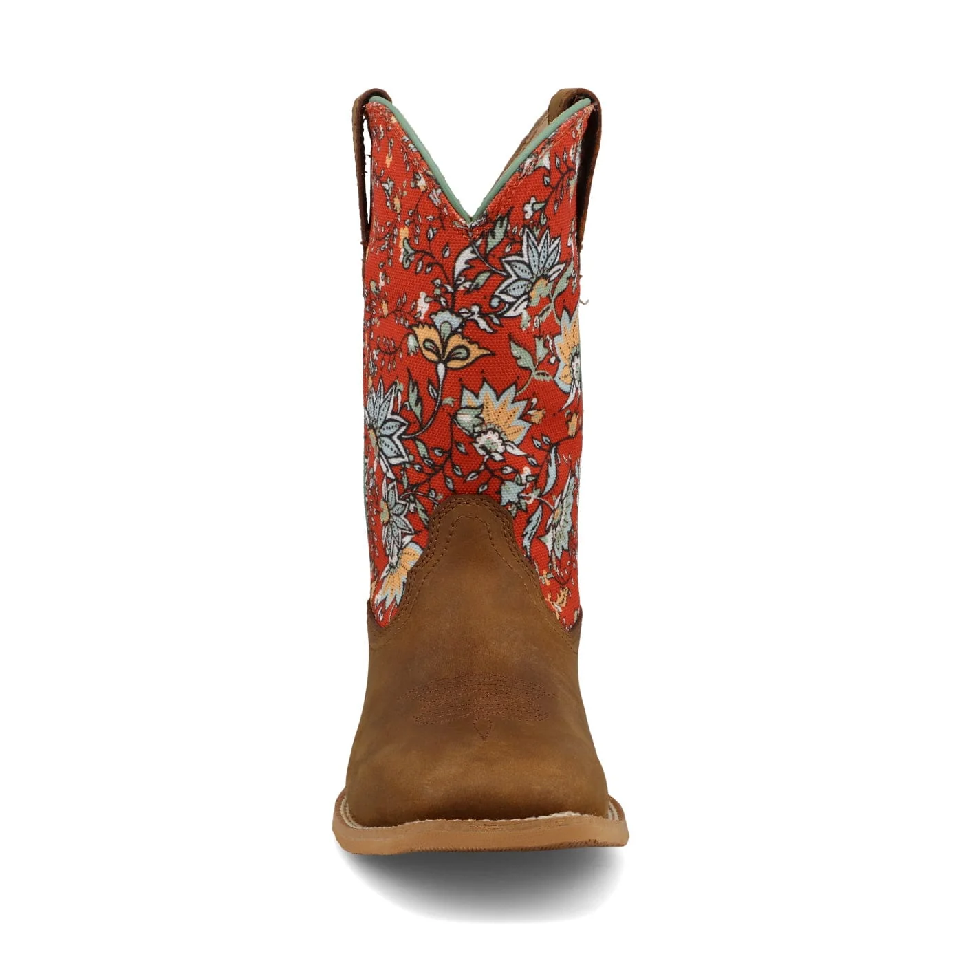 Twisted X Kids Rustic Brown & Red Floral Hooey Western Boot YHY0013 - Image 5