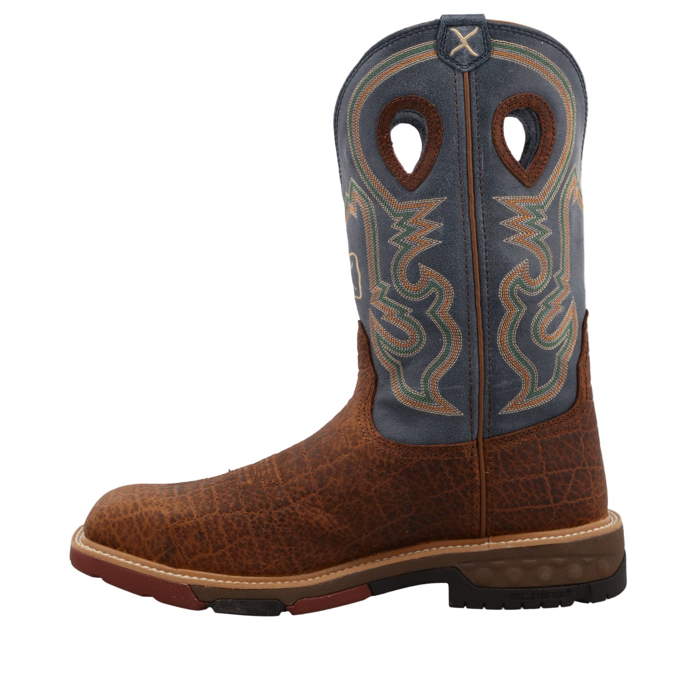 Twisted X Men's Distressed Saddle & Peacock Alloy Toe Work Boots MXBA005 - Image 2
