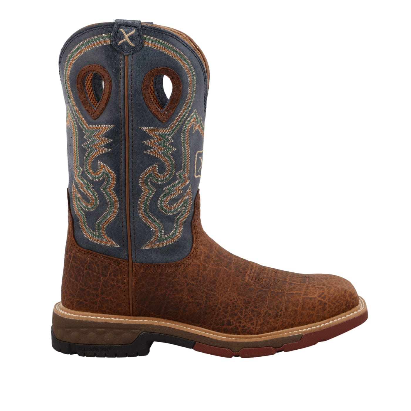Twisted X Men's Distressed Saddle & Peacock Alloy Toe Work Boots MXBA005 - Image 4