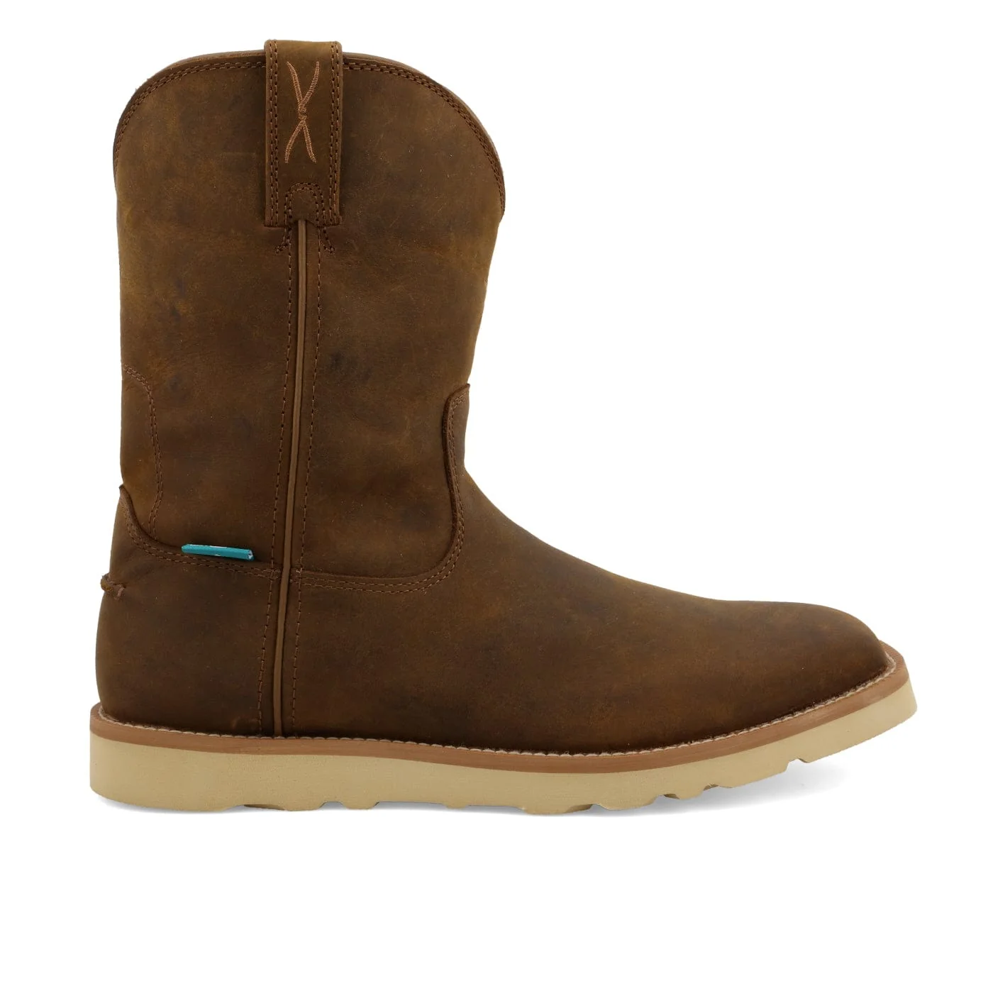Twisted X Men's Distressed Saddle Pull On Waterproof Wedge Sole Work Boot MCBW001 - Image 4