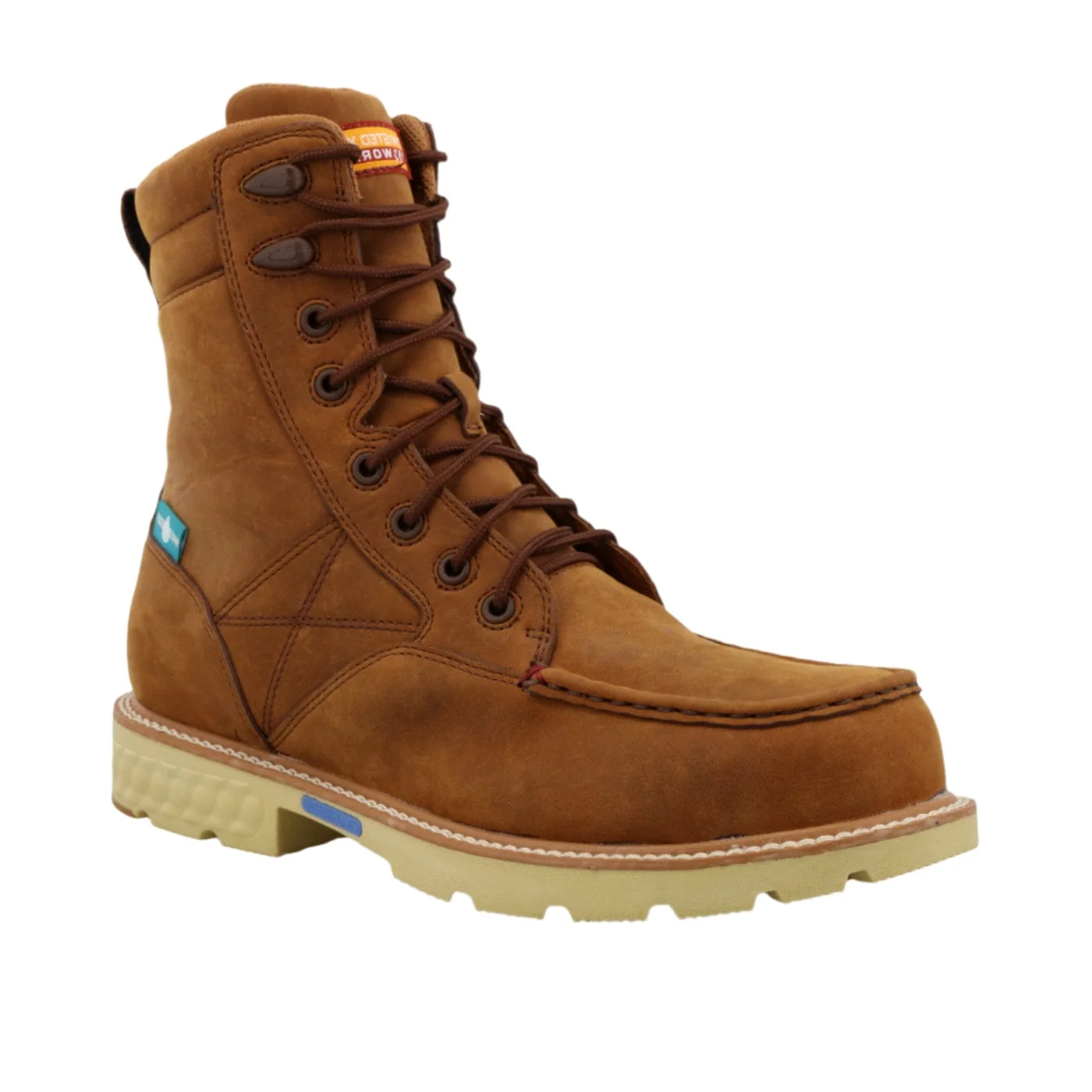 Twisted X Men's Distressed Saddle 8" Waterproof no Comp Toe Work Boots MXCNW03