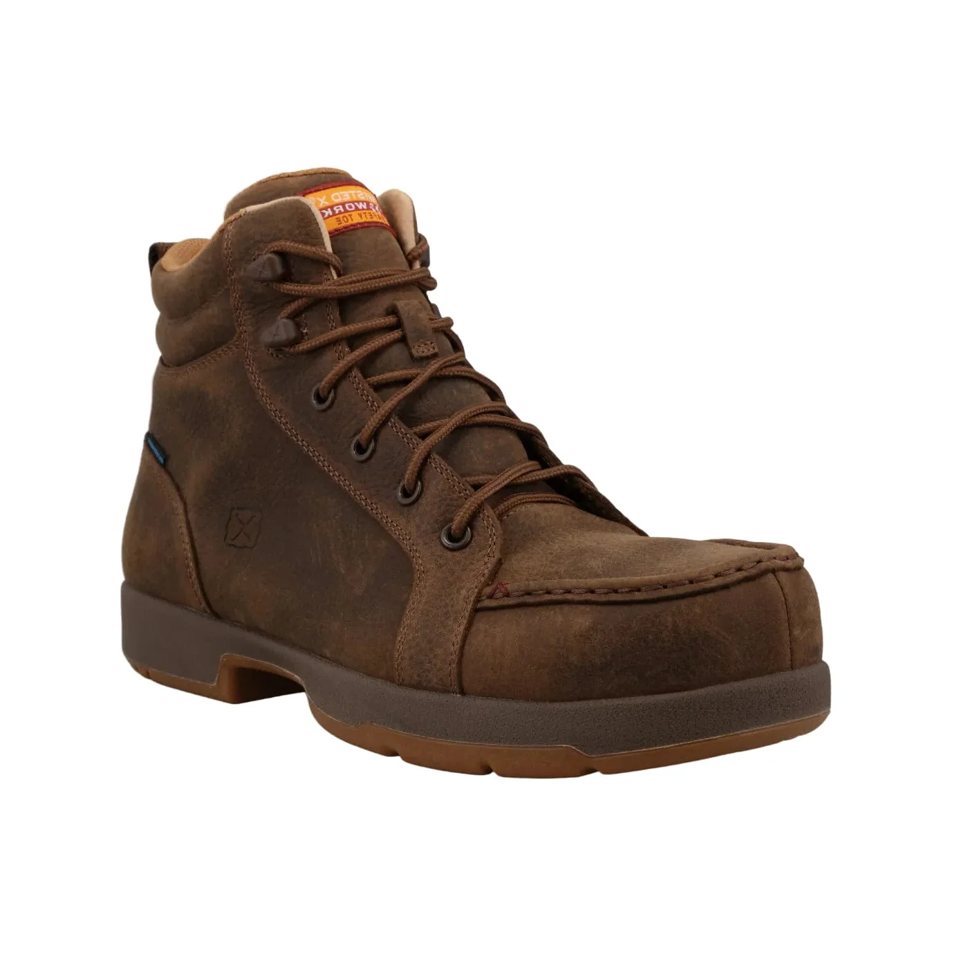 Twisted X Men's Oak Brown 6" Waterproof Nano Toe Work Boot MWPNW02