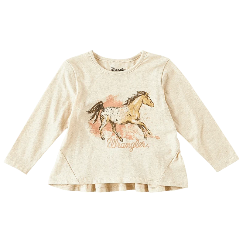 Wrangler Little Girls Long Sleeve Horse Run T-Shirt 112322458