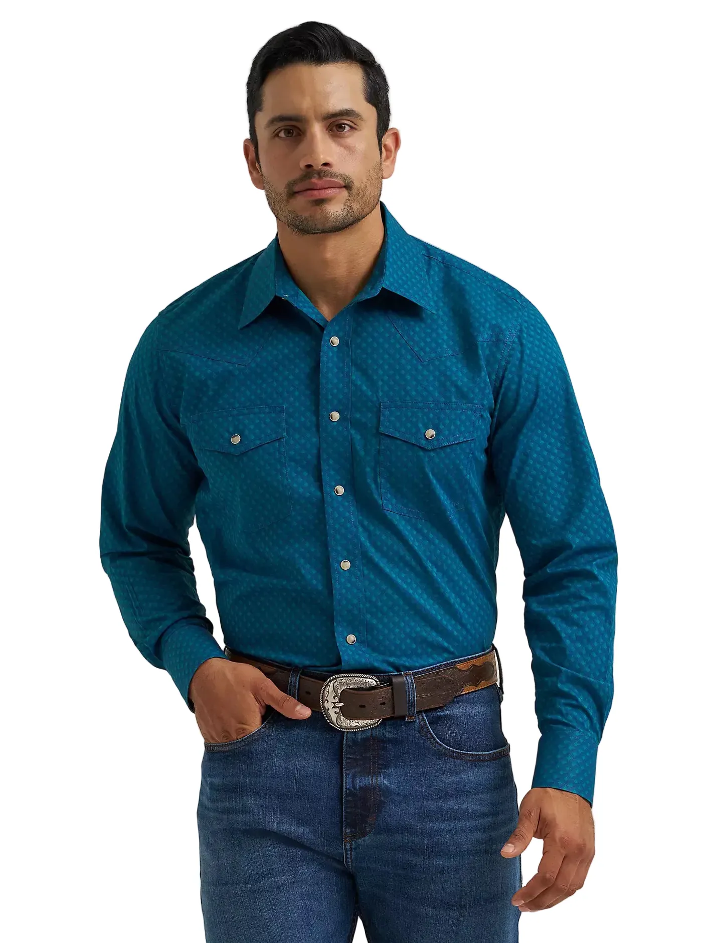 Wrangler Men's Concentric Square 20X Advanced Comfort Western Snap Shirt 112381476