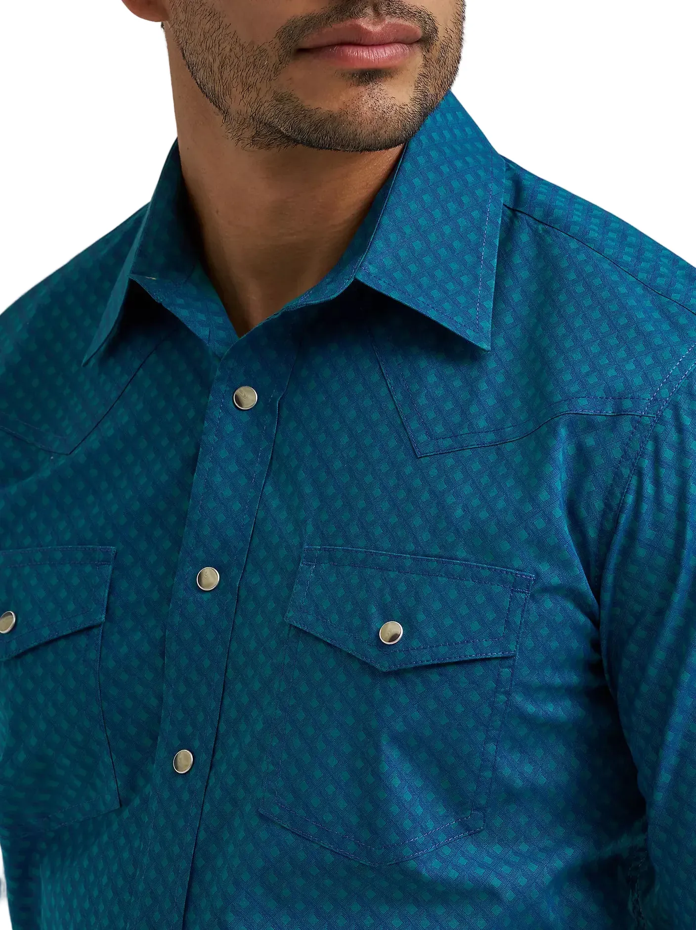 Wrangler Men's Concentric Square 20X Advanced Comfort Western Snap Shirt 112381476 - Image 4