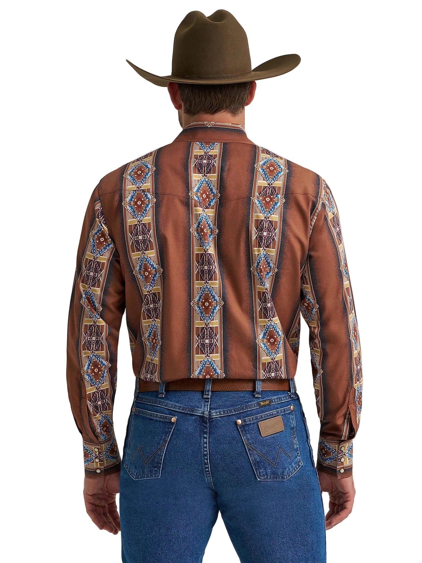 Wrangler Men's Brown Rose Window Checotah Western Shirt 112367724 - Image 3
