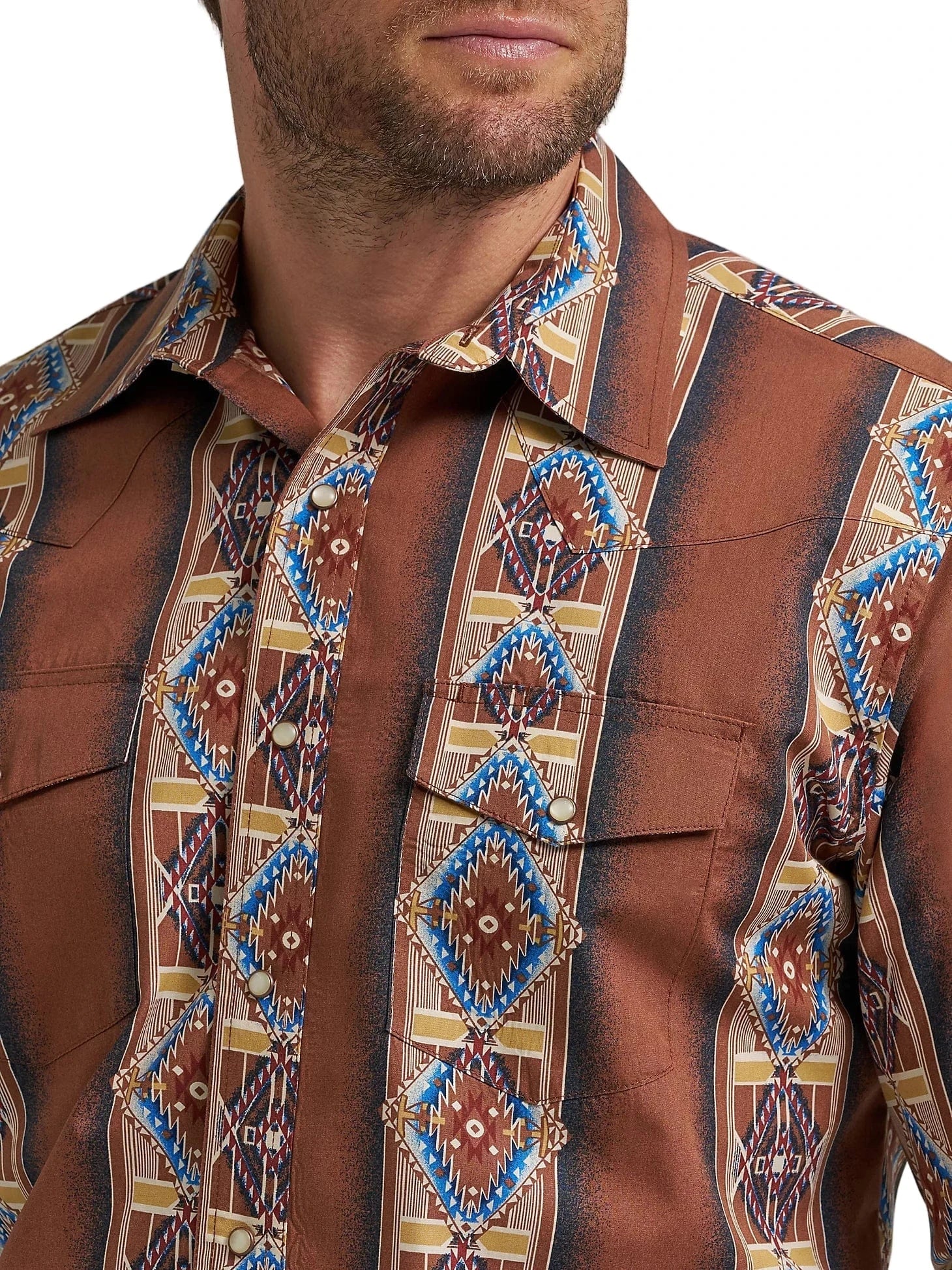 Wrangler Men's Brown Rose Window Checotah Western Shirt 112367724 - Image 4