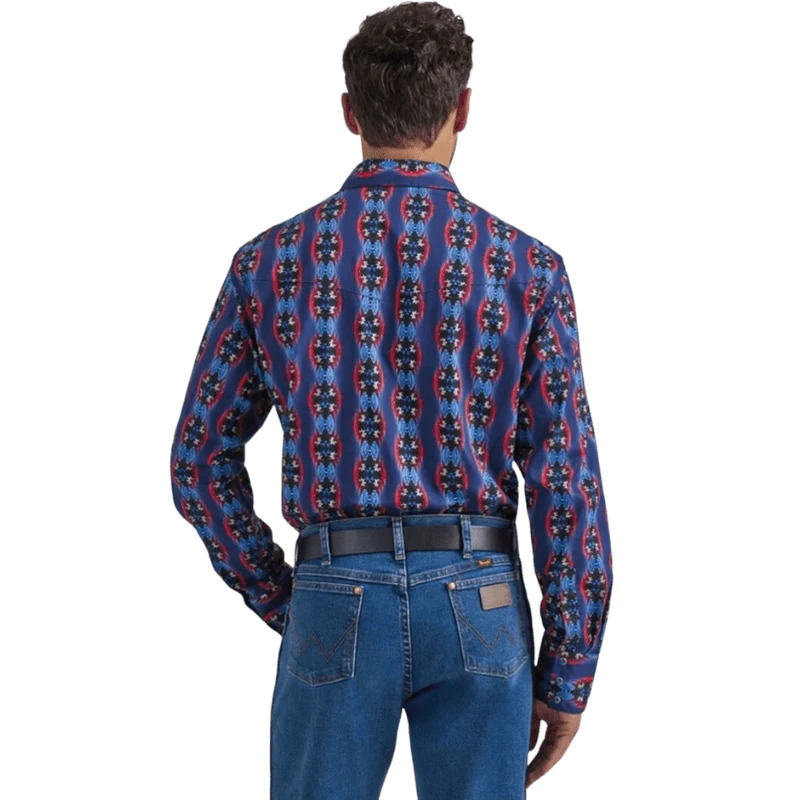 Wrangler Men's Checotah Geo Print Long Sleeve Western Snap Shirt 112337427 - Image 2