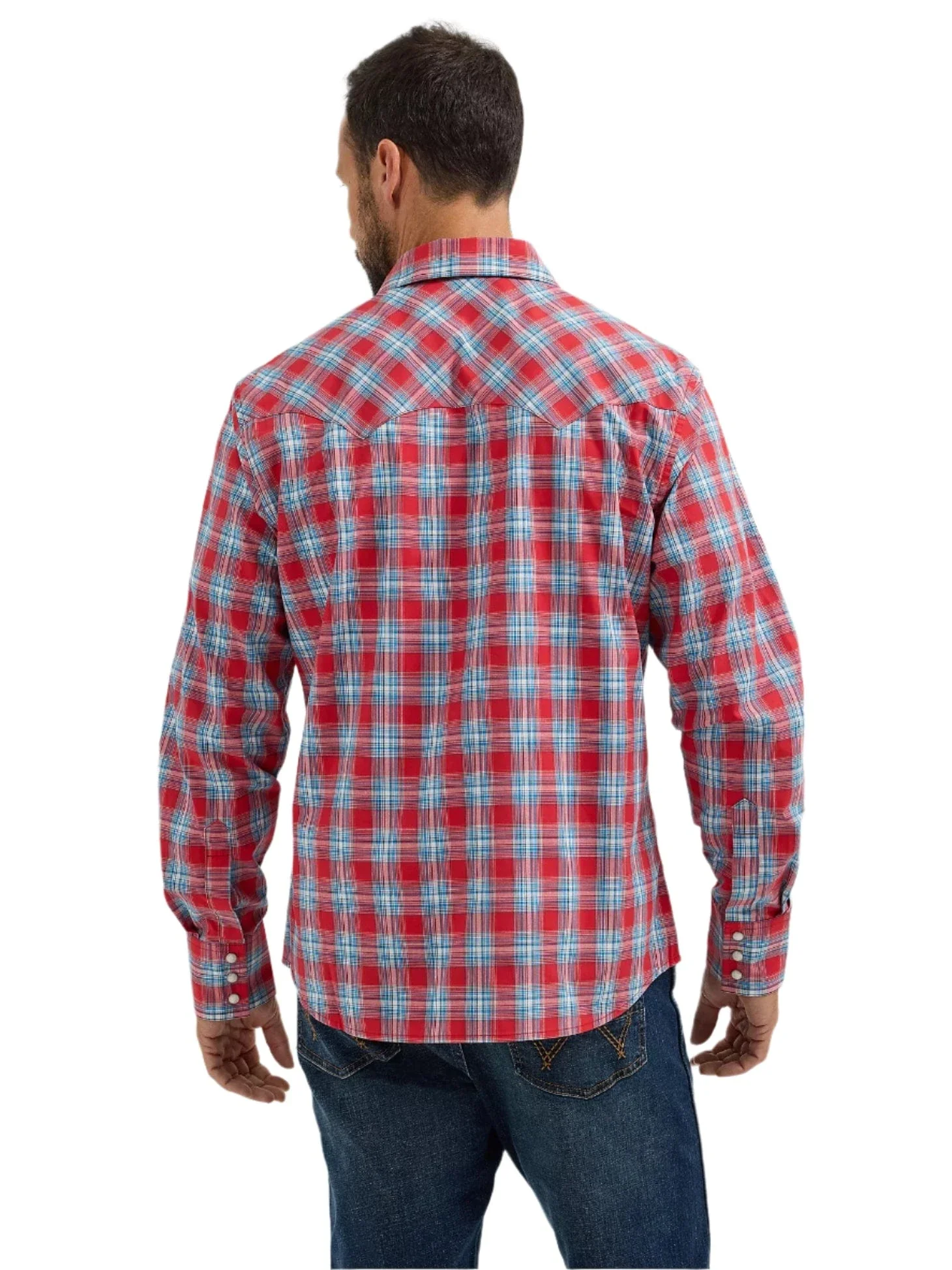 Wrangler Men's Cherry Red Retro Long Sleeve Sawtooth Snap Western Shirt 112365832 - Image 3