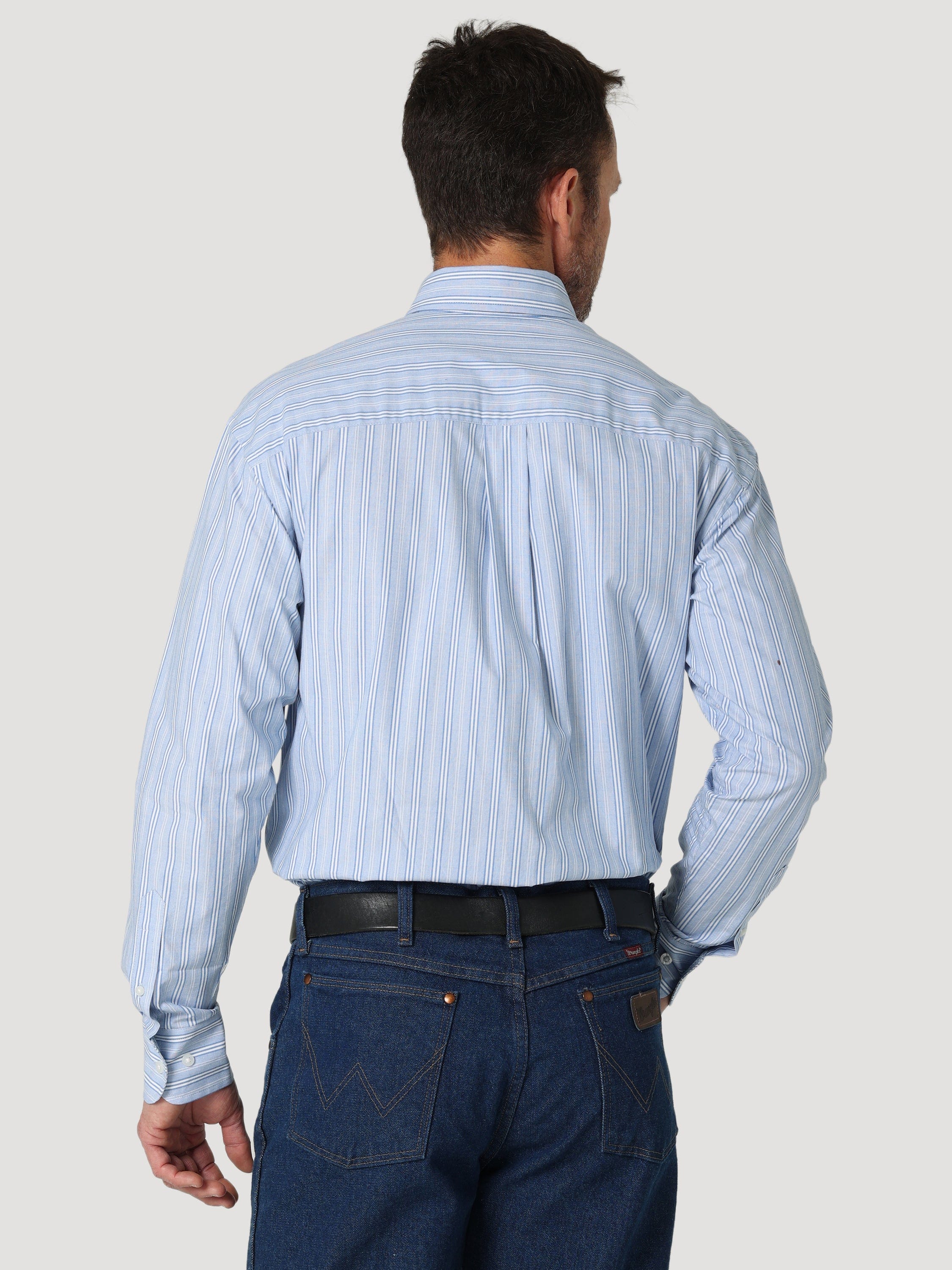 Wrangler Men's George Strait Blue Striped Button-Down Long Sleeve Western Shirt 112314980 - Image 2