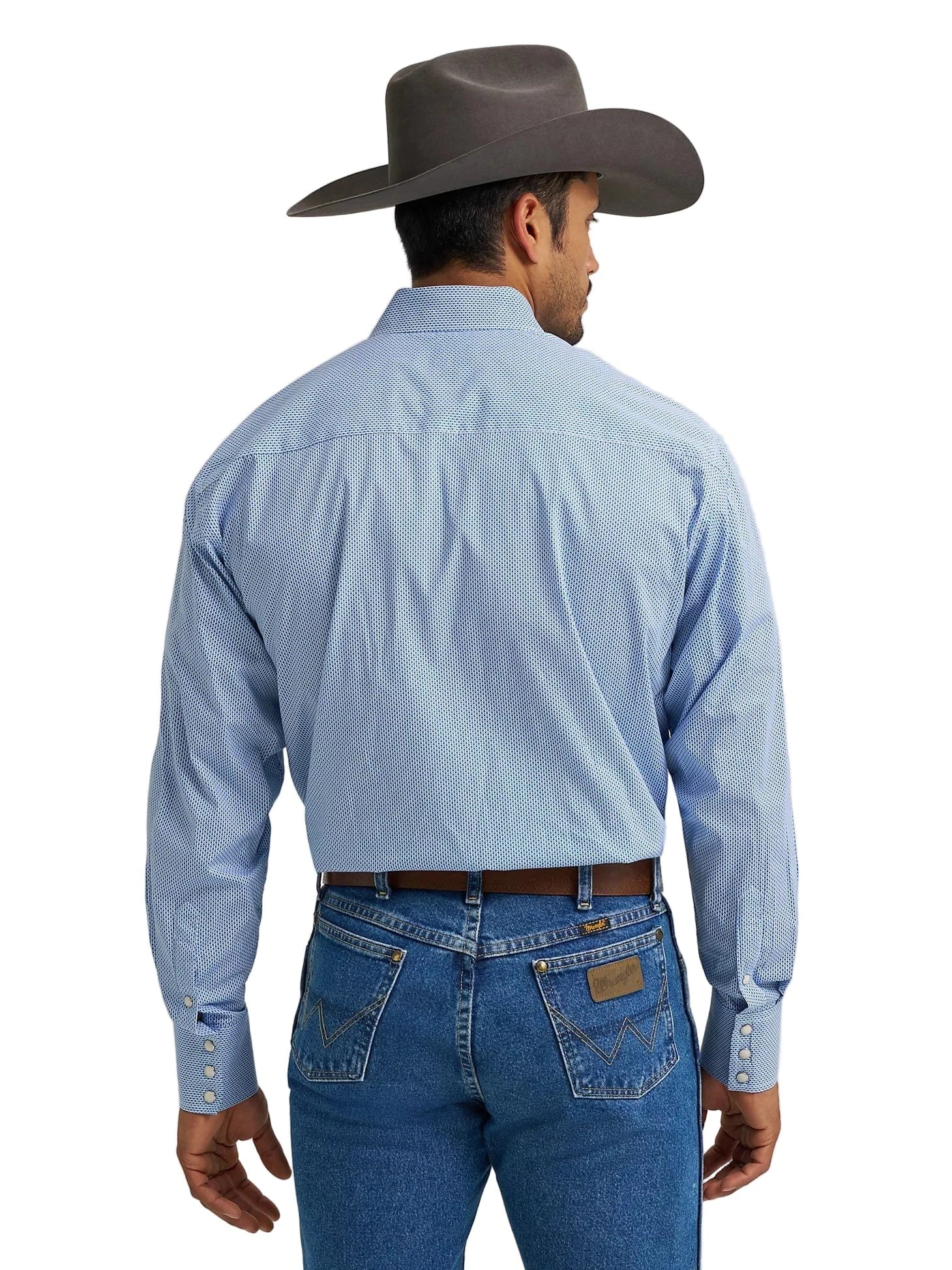 Wrangler Men's George Strait Atlantic Miniprint Long Sleeve Western Shirt 112368210 - Image 3