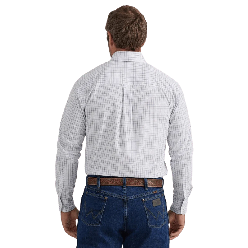Wrangler Men's George Strait White Plaid Long Sleeve Western Shirt 112338101 - Image 2