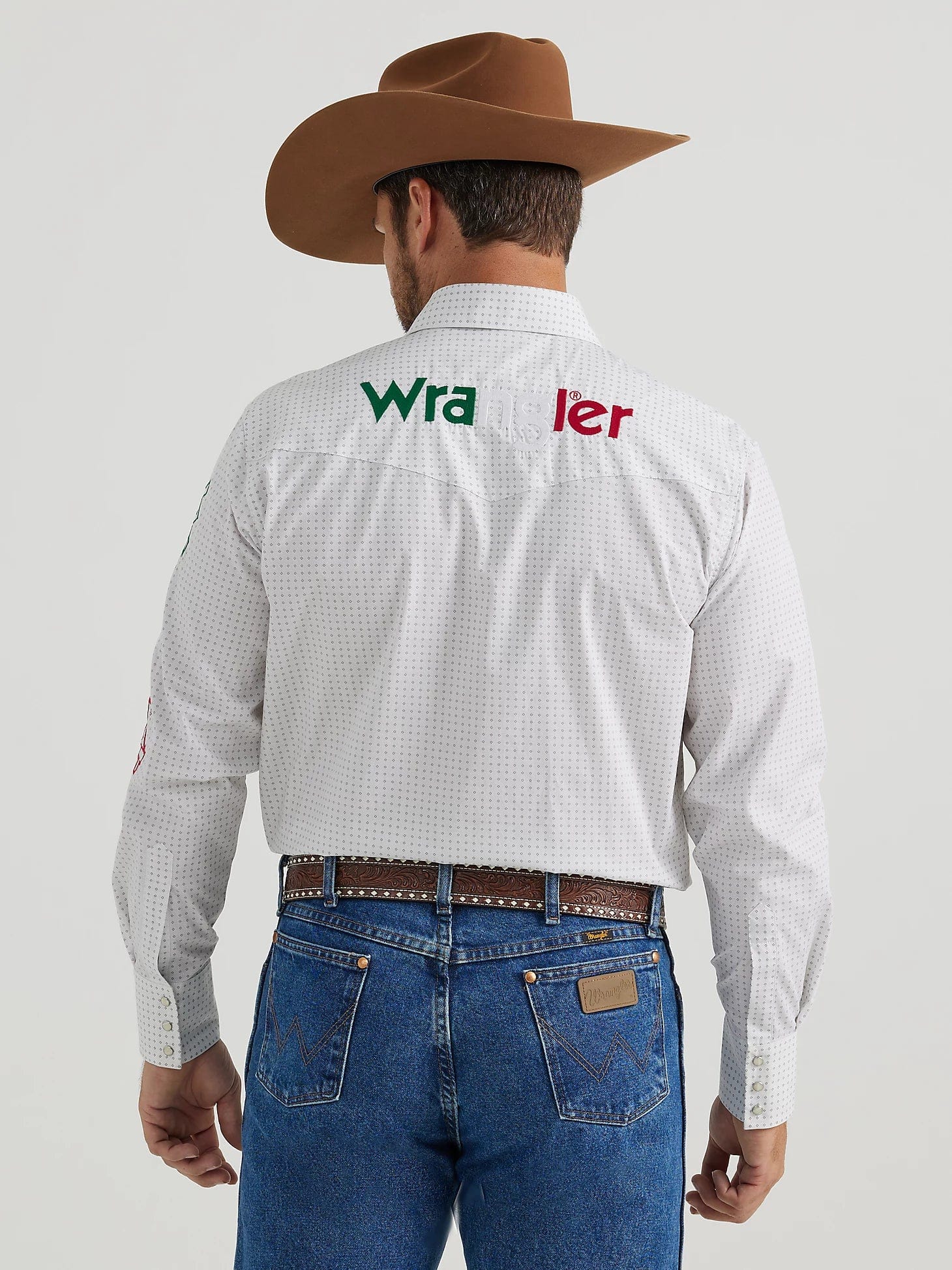 Wrangler Men's Logo Mexico Printed White Long Sleeve Wester Snap Shirt 112346222 - Image 2