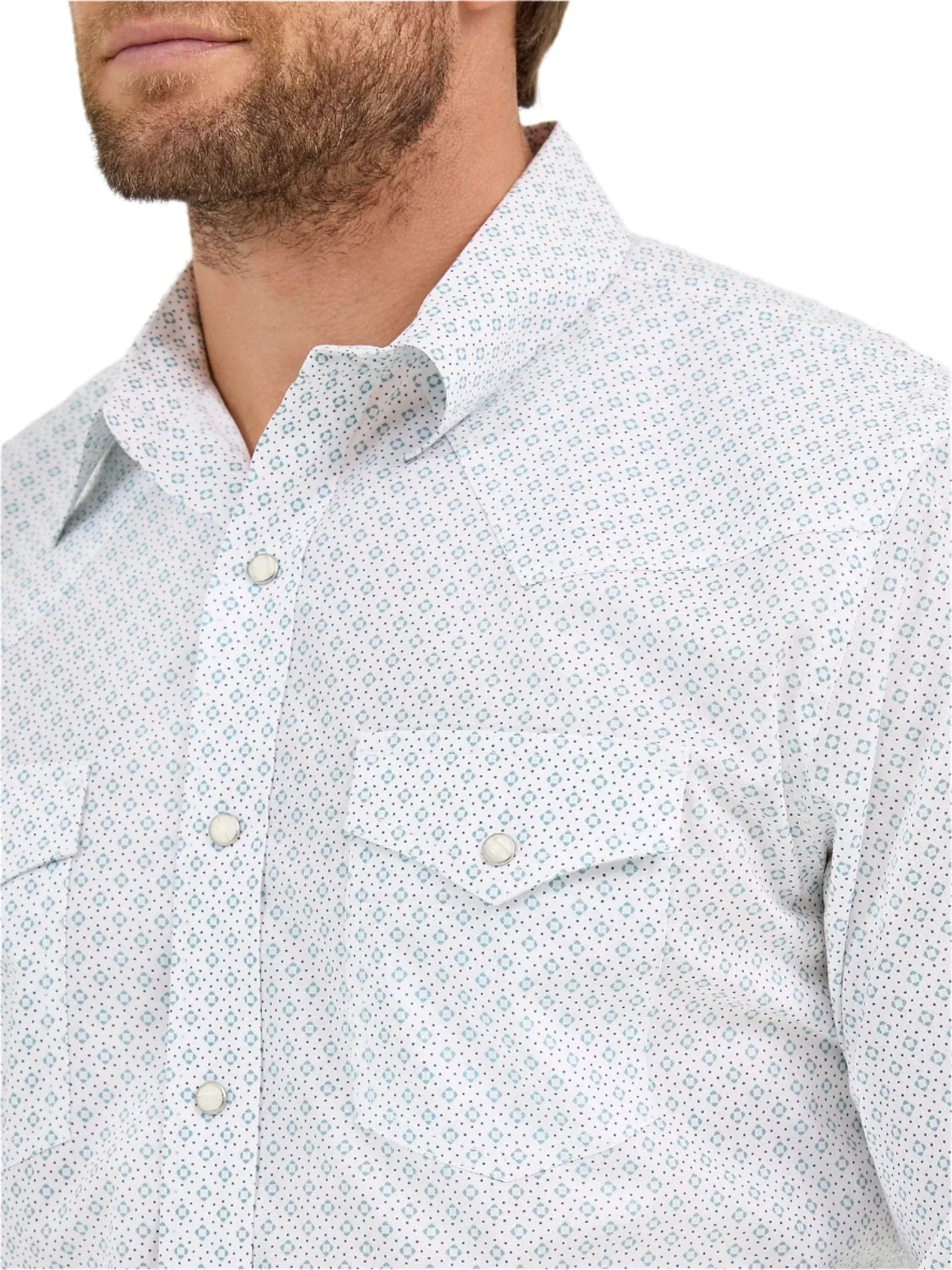Wrangler Men's Advanced Comfort Long Sleeve Two Pocket Western Snap Shirt 112359571 - Image 3