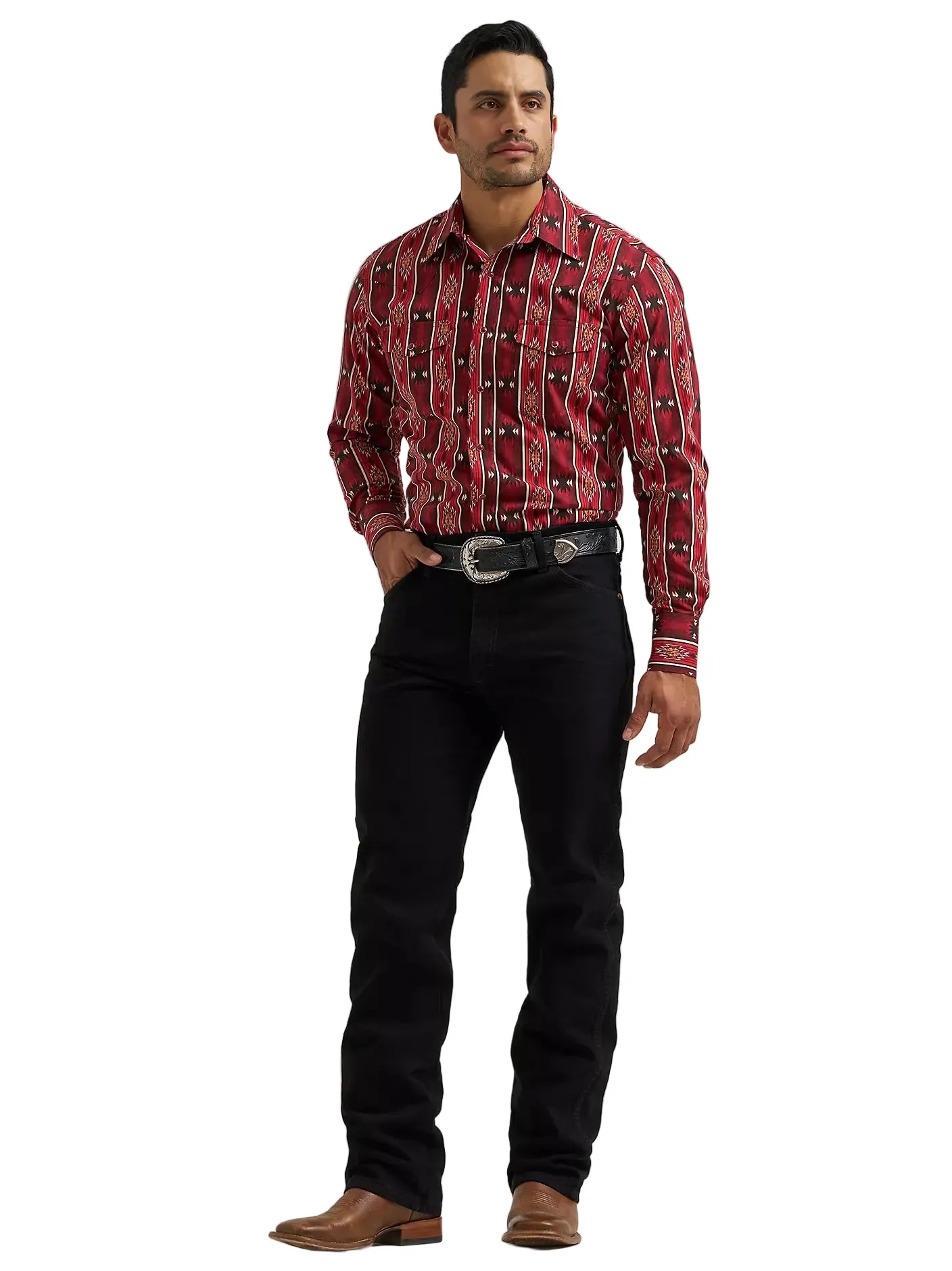 Wrangler Men's Oxide Red Checotah Western Snap Shirt 112384296 - Image 2