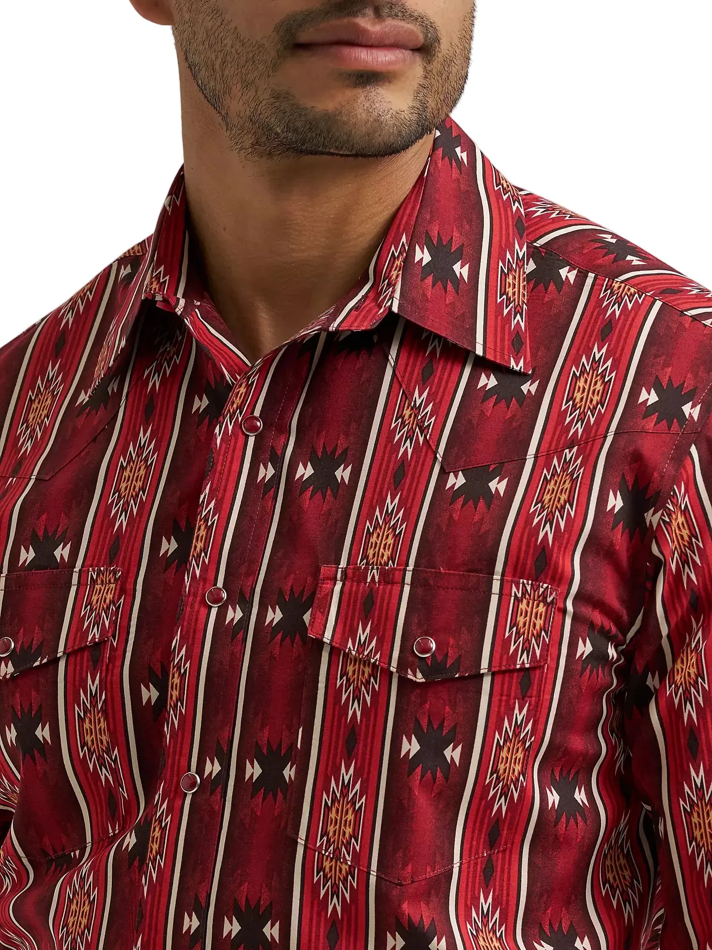 Wrangler Men's Oxide Red Checotah Western Snap Shirt 112384296 - Image 4