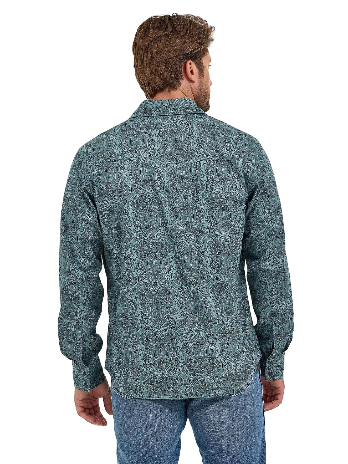 Wrangler Men's Pine Paisley Premium Retro Long Sleeve Western Shirt 112368221 - Image 3