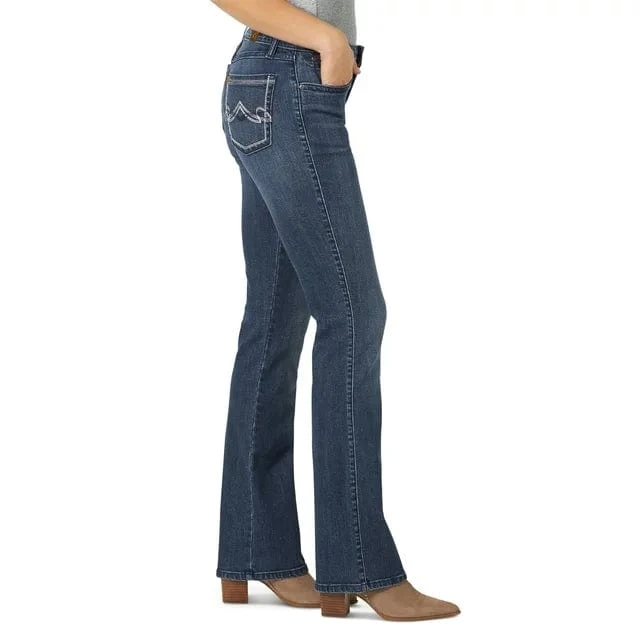 Wrangler Women's Aura Mid Rise Straight Leg Bootcut Jeans 10WUT74HN - Image 3
