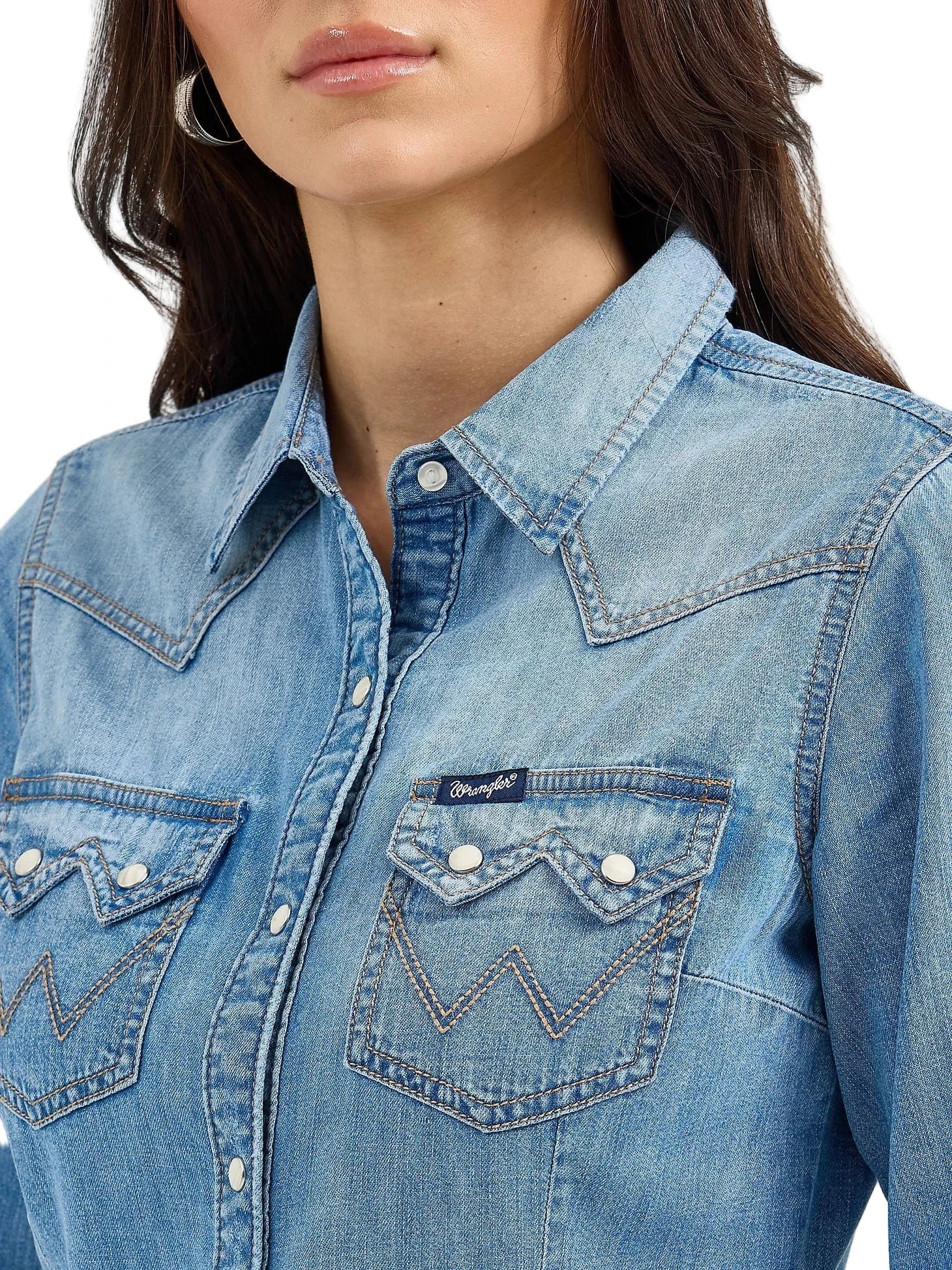 Wrangler Women's Blue Denim Cowboy Snap Shirt 112367313 - Image 5