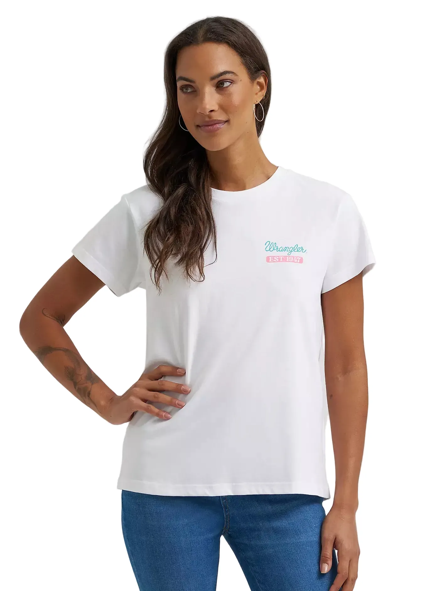 Wrangler Women's Bright White Local Ranch Retro Tee 112372987 - Image 2