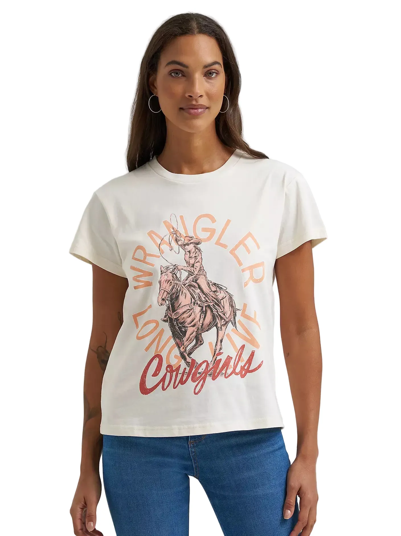 Wrangler Women's Egret Faded Cowgirl Retro Tee 112372986 - Image 2