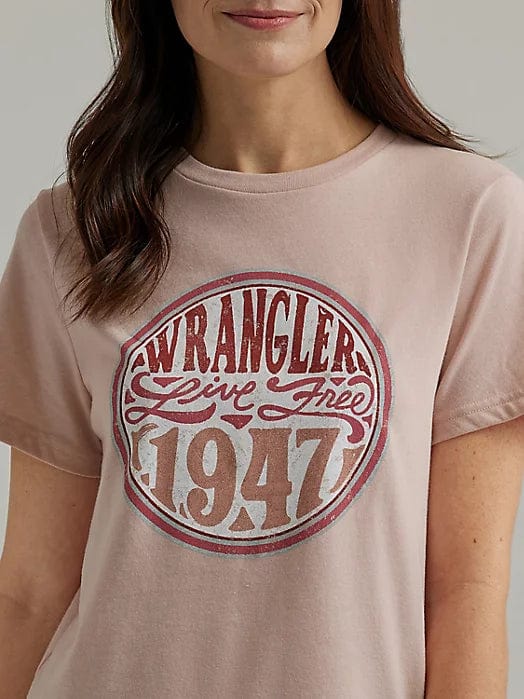 Wrangler Women's Nostalgia Logo Peach Whip Heather Graphic T-Shirt 112344164 - Image 2